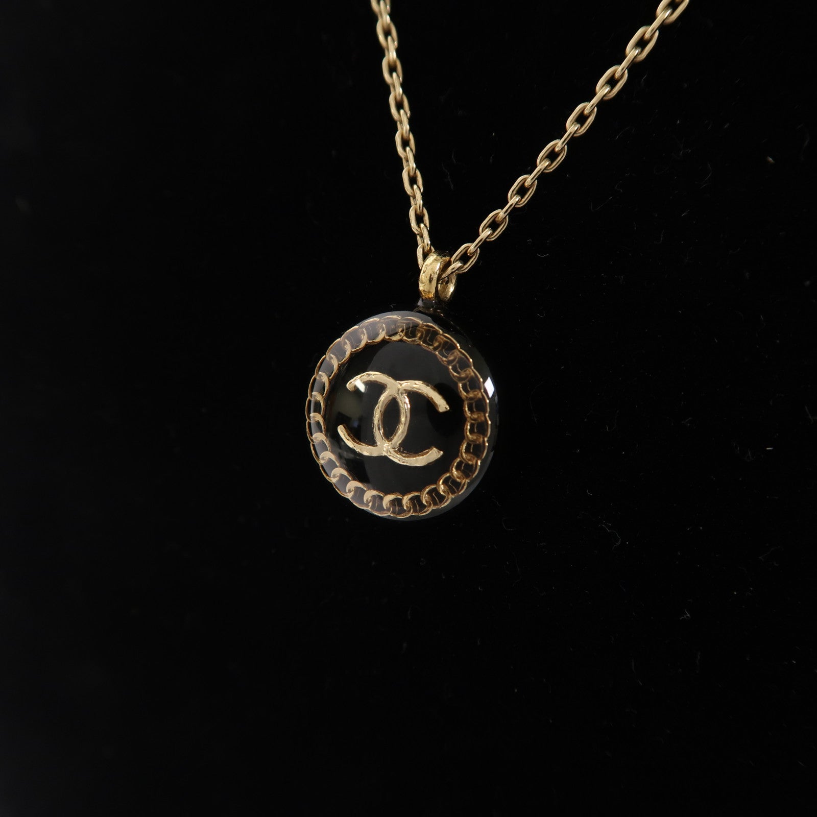 CHANEL 金屬/PVC Necklace項鍊黑色/金色