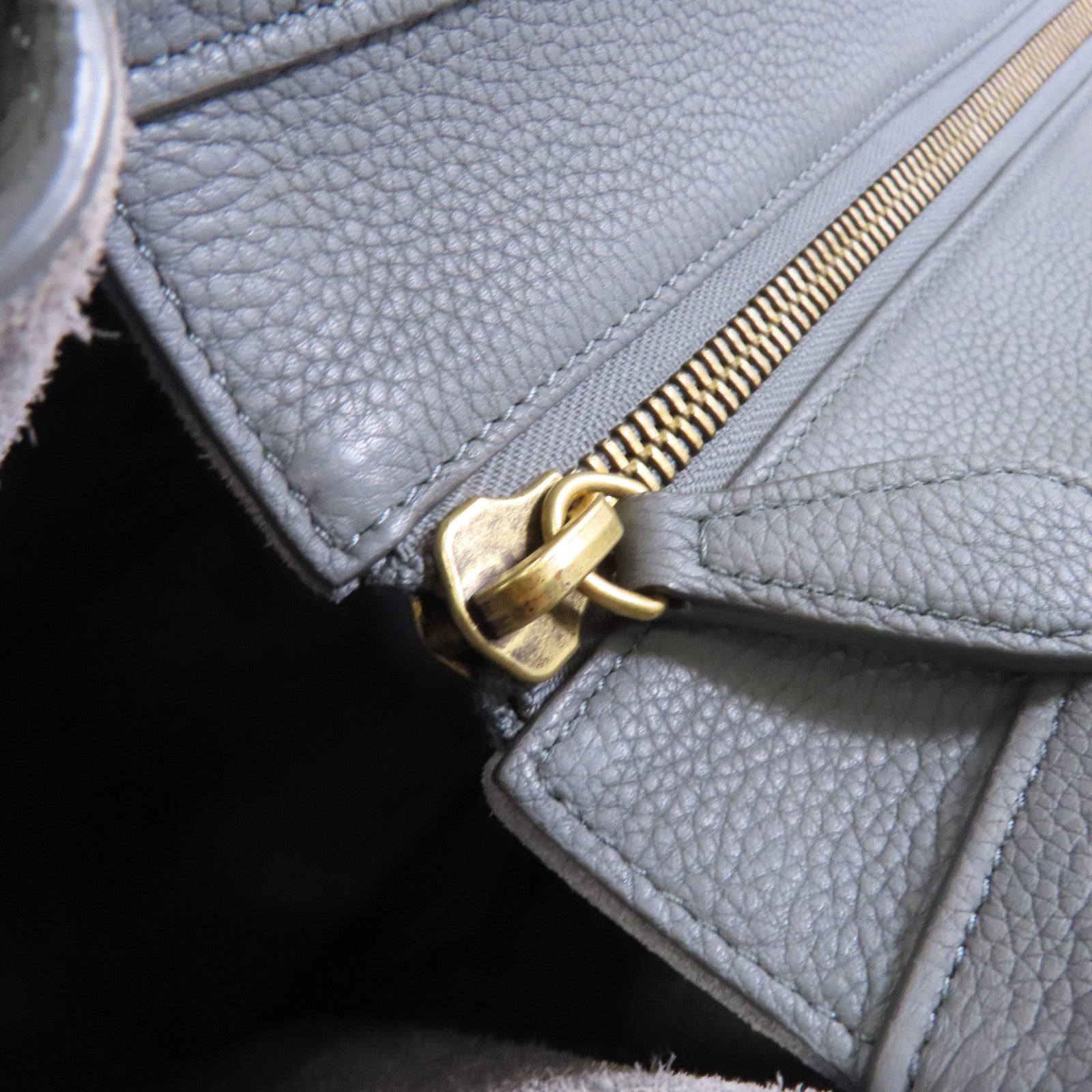 CELINE 牛皮皮革Mirco Luggage金扣手挽袋灰色