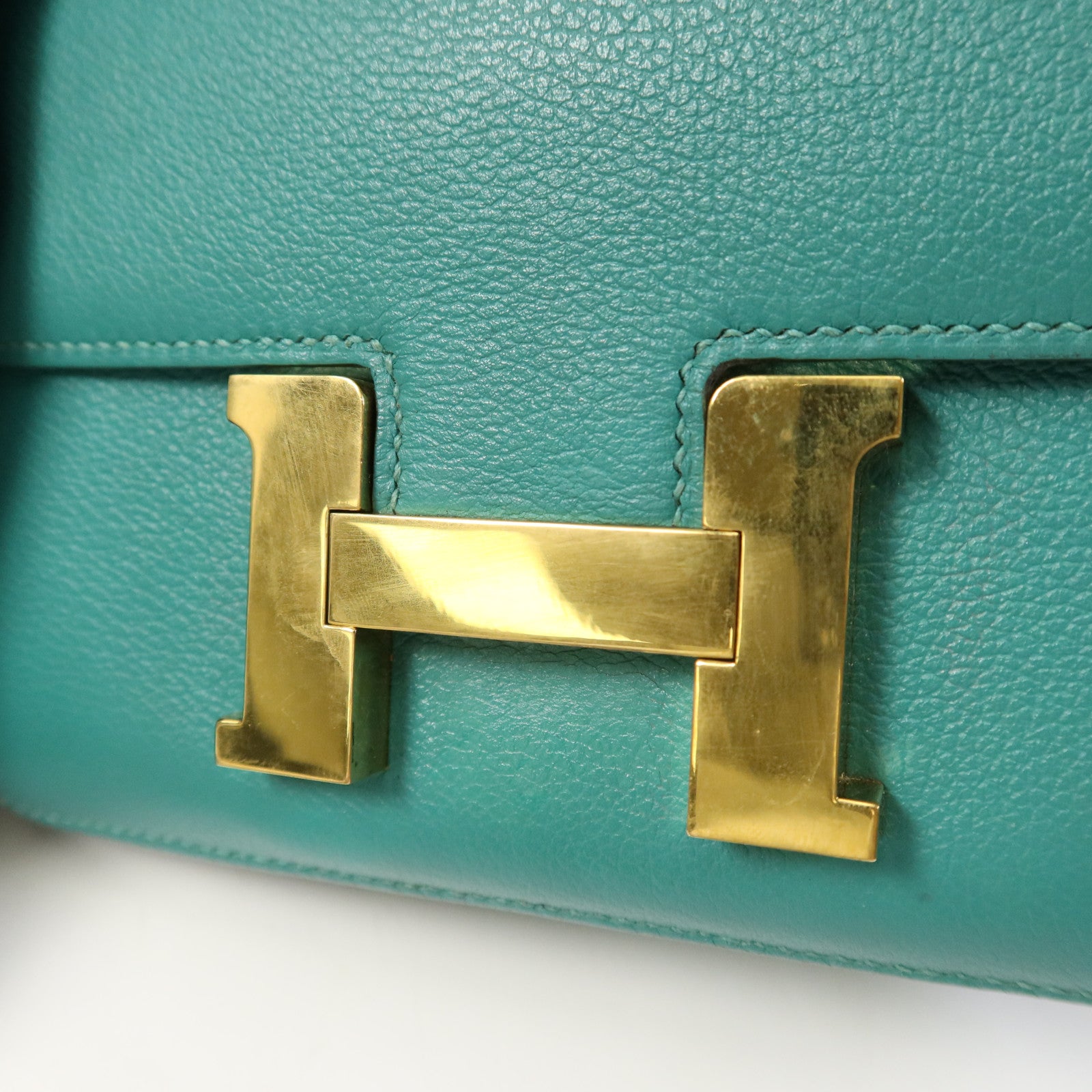 HERMES 【激減優惠】Evercolor皮革Constance Mini金扣肩背袋Vert Vertigo