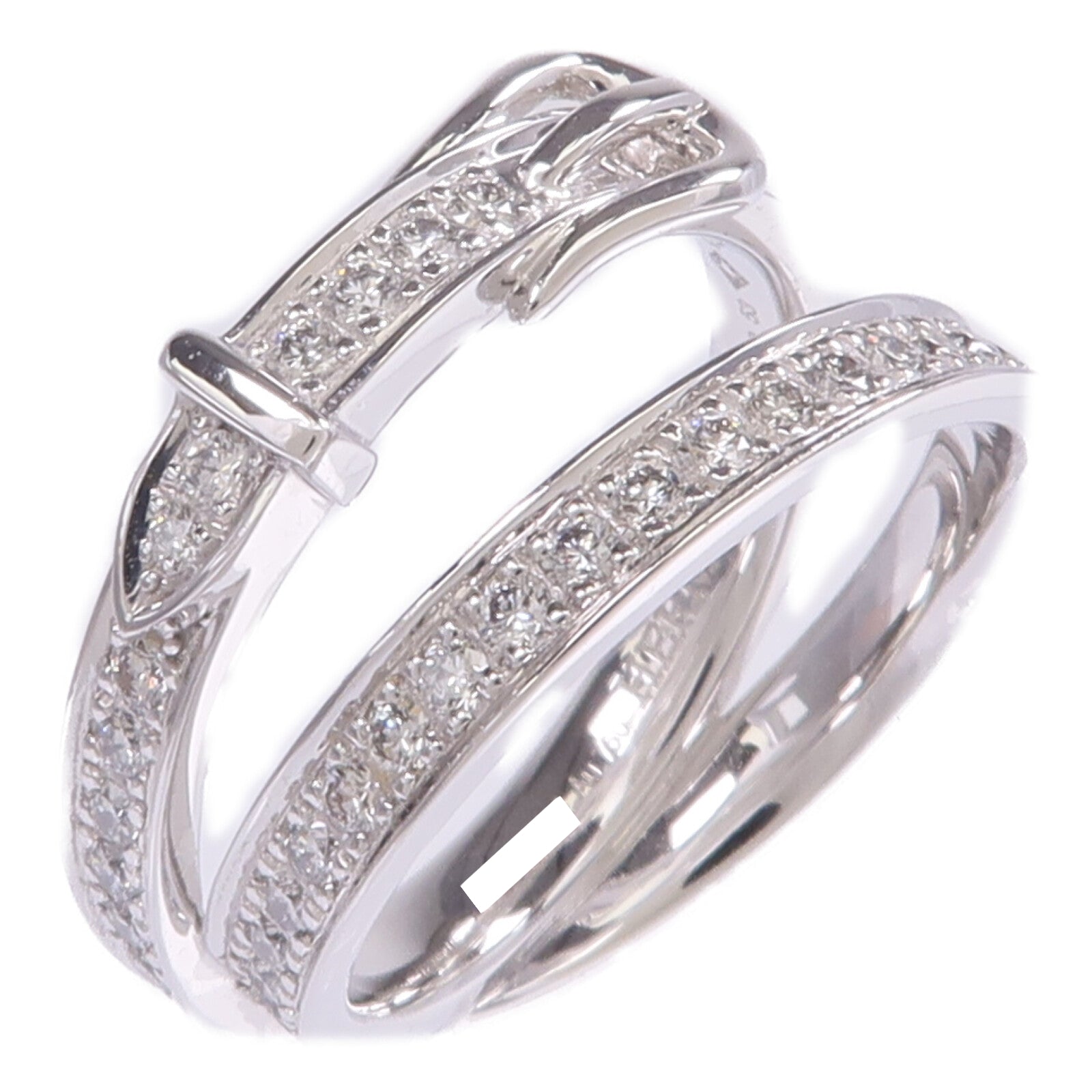 HERMES 18K白金Bague Etriviere Moyen Modele鑽石戒指Hermes#53/US#6.5