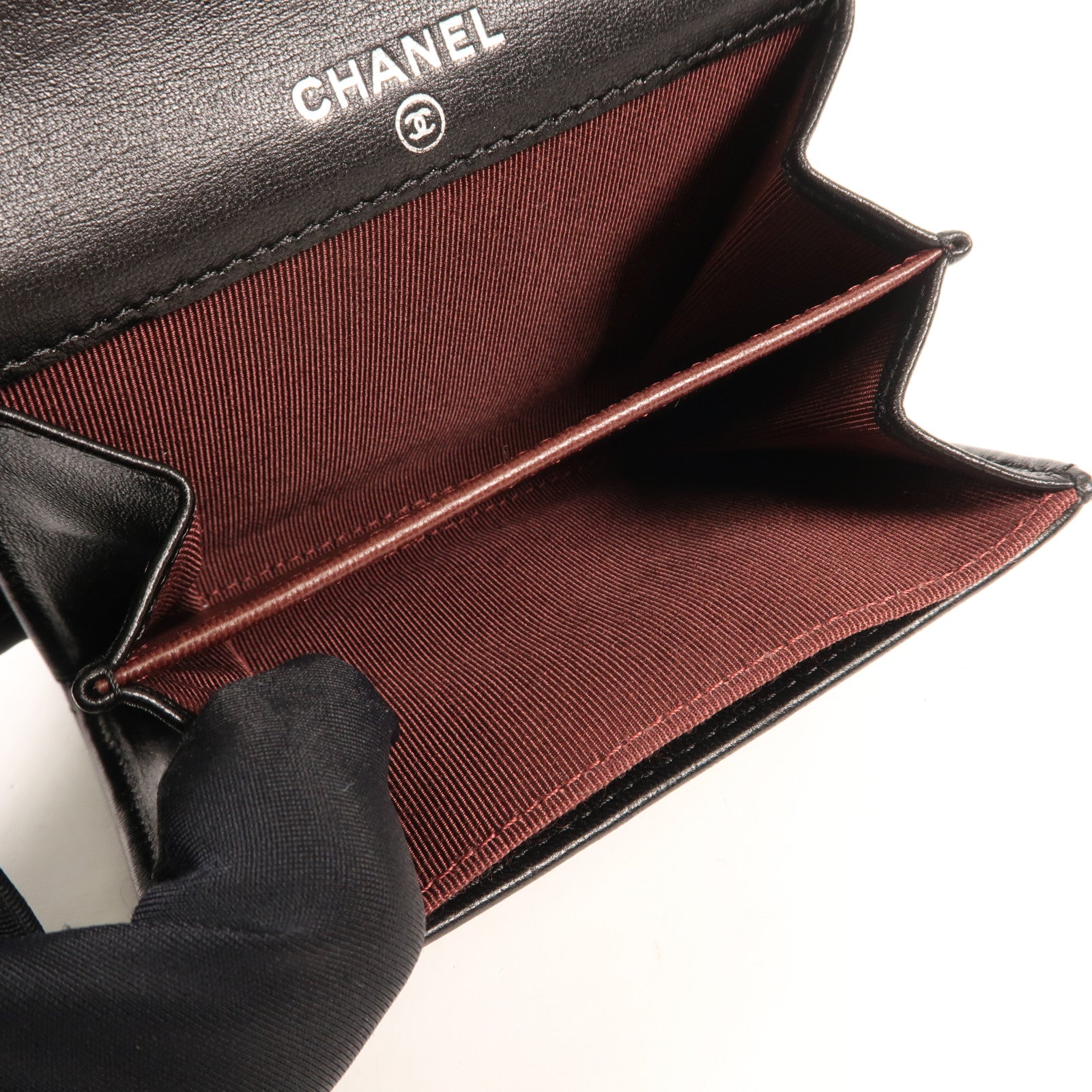 CHANEL 羊皮皮革Card Holder銀扣卡片套