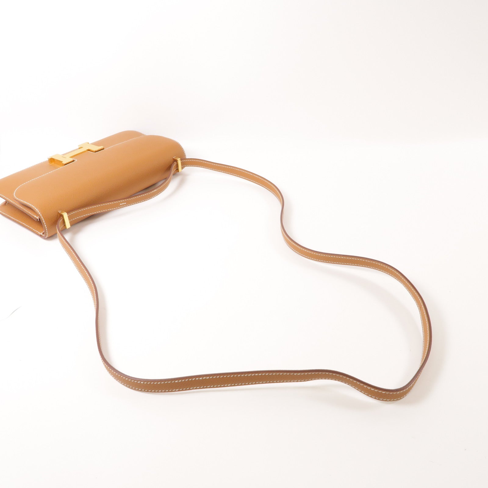 HERMES Epsom皮革Constance Elan肩背袋Gold