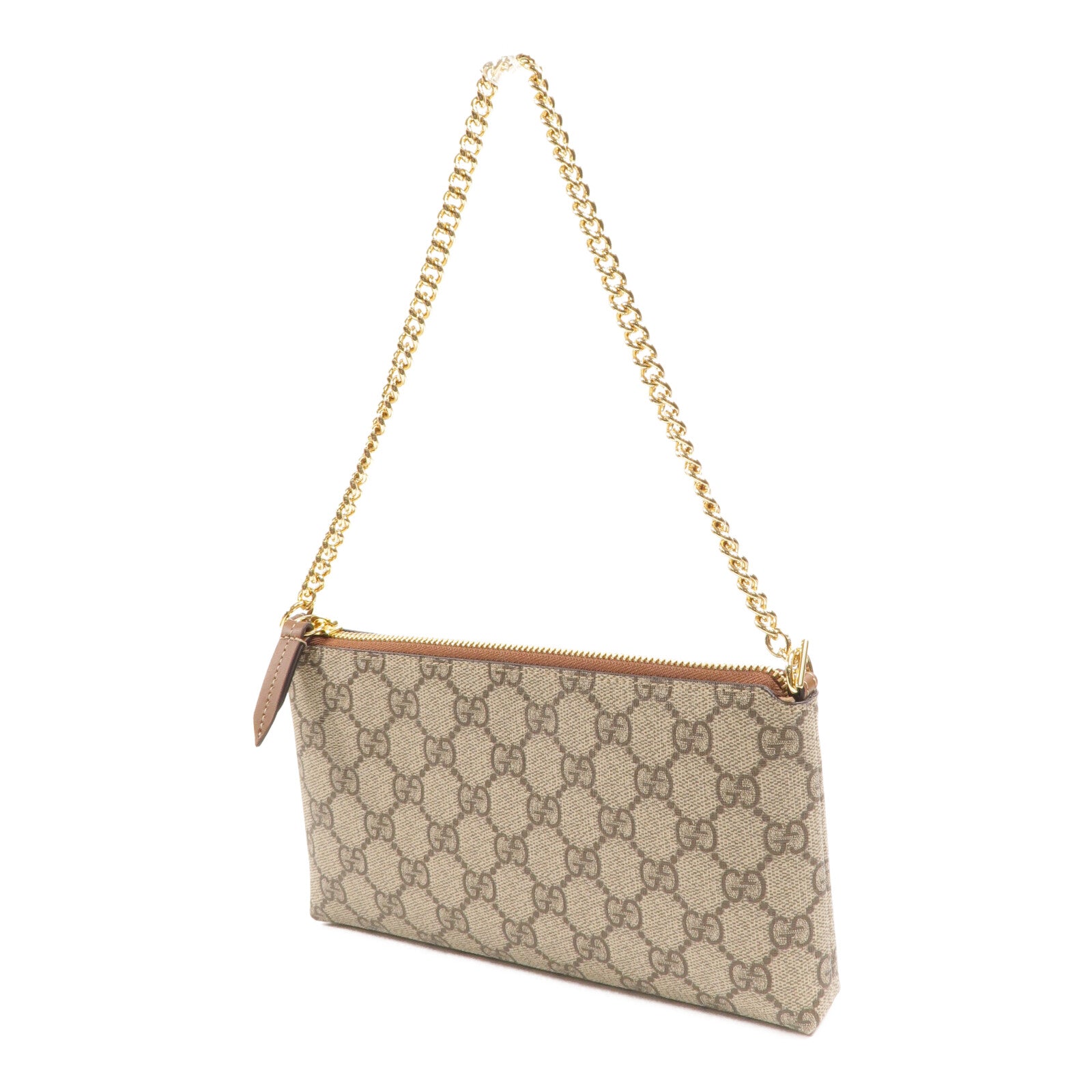 GUCCI 塗層帆布Wristlet Wallet On Chain鏈帶肩背袋