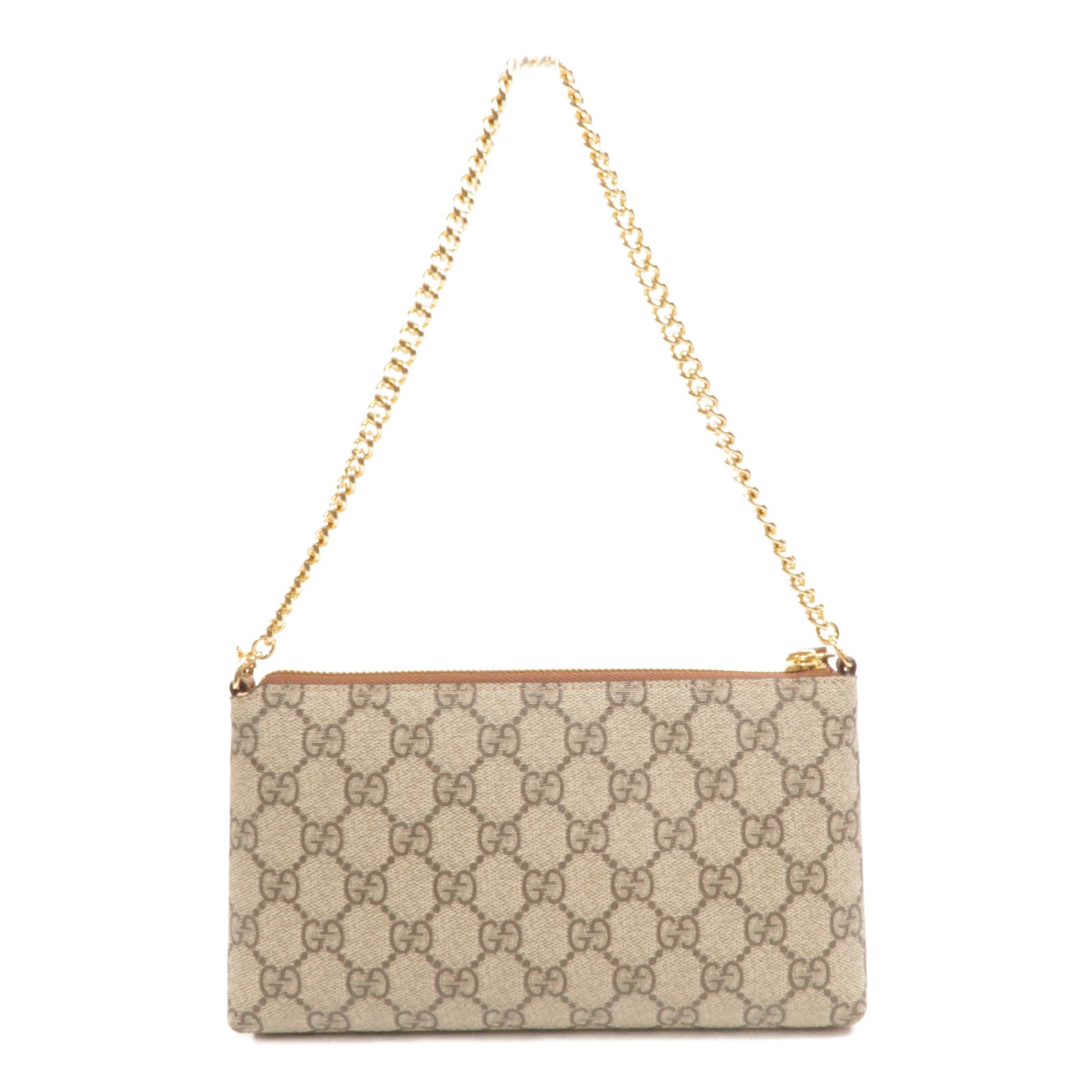 GUCCI 塗層帆布Wristlet Wallet On Chain鏈帶肩背袋