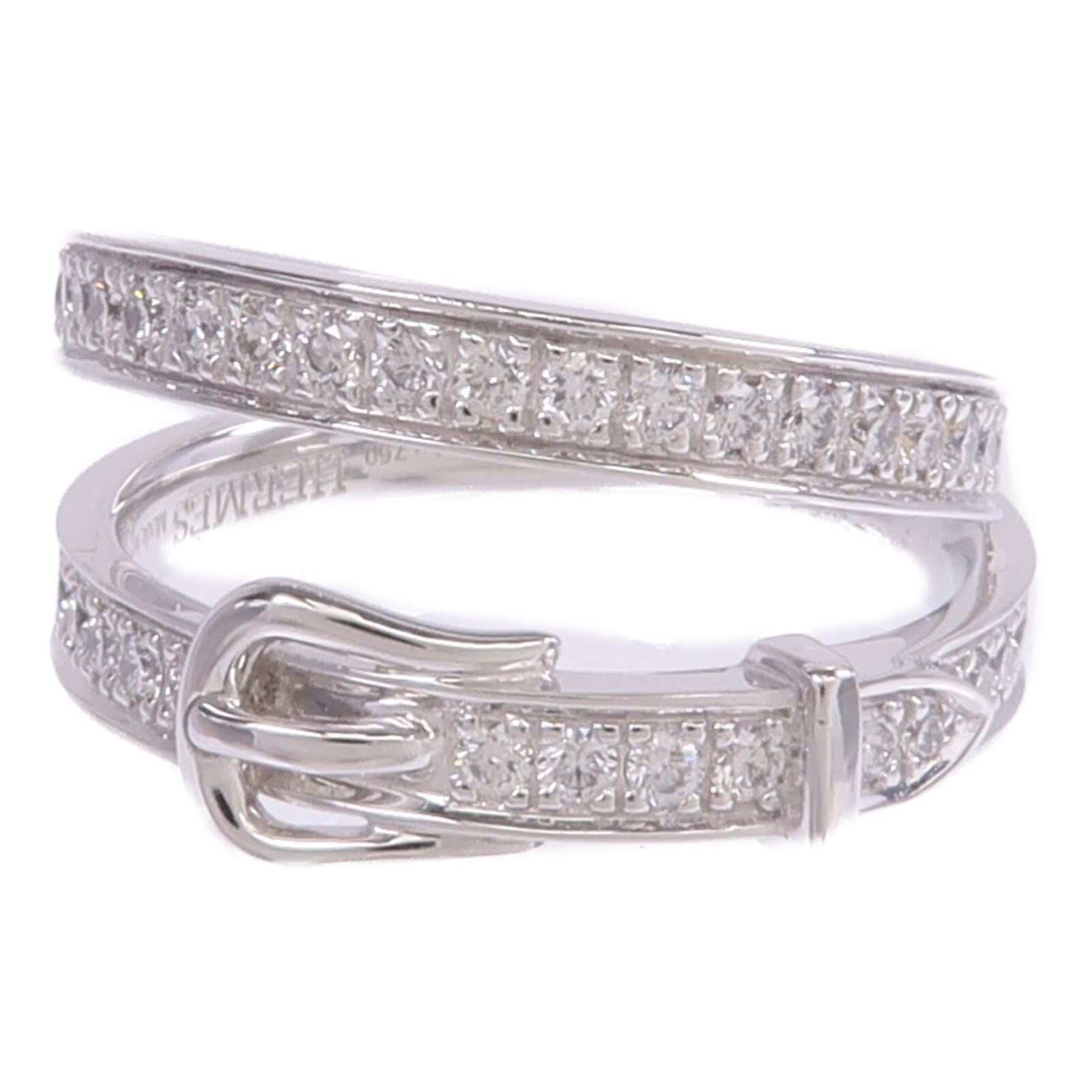 HERMES 18K白金Bague Etriviere Moyen Modele鑽石戒指Hermes#53/US#6.5