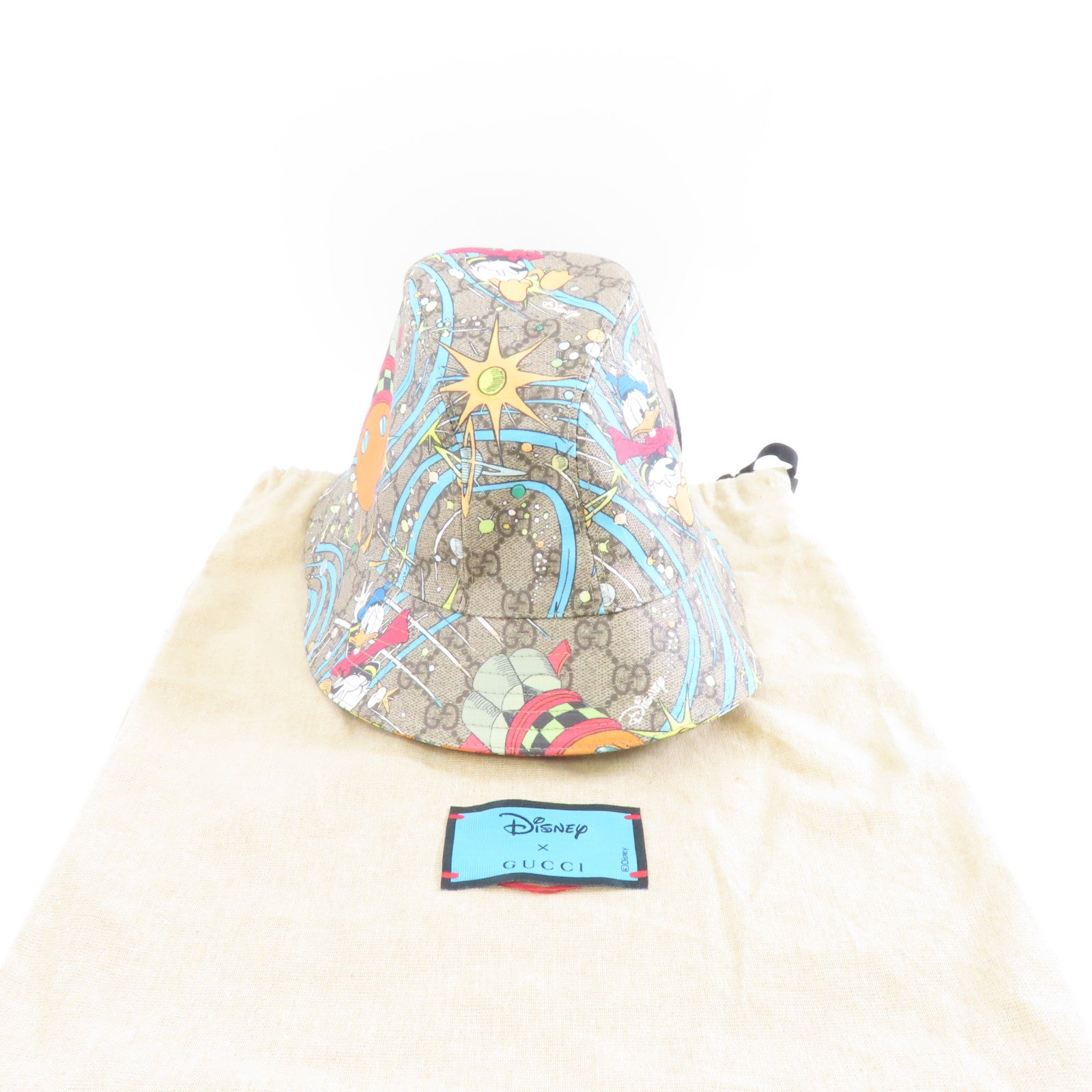 GUCCI 塗層帆布Disney Collaboration Donald Duck GG Supreme漁夫帽啡色