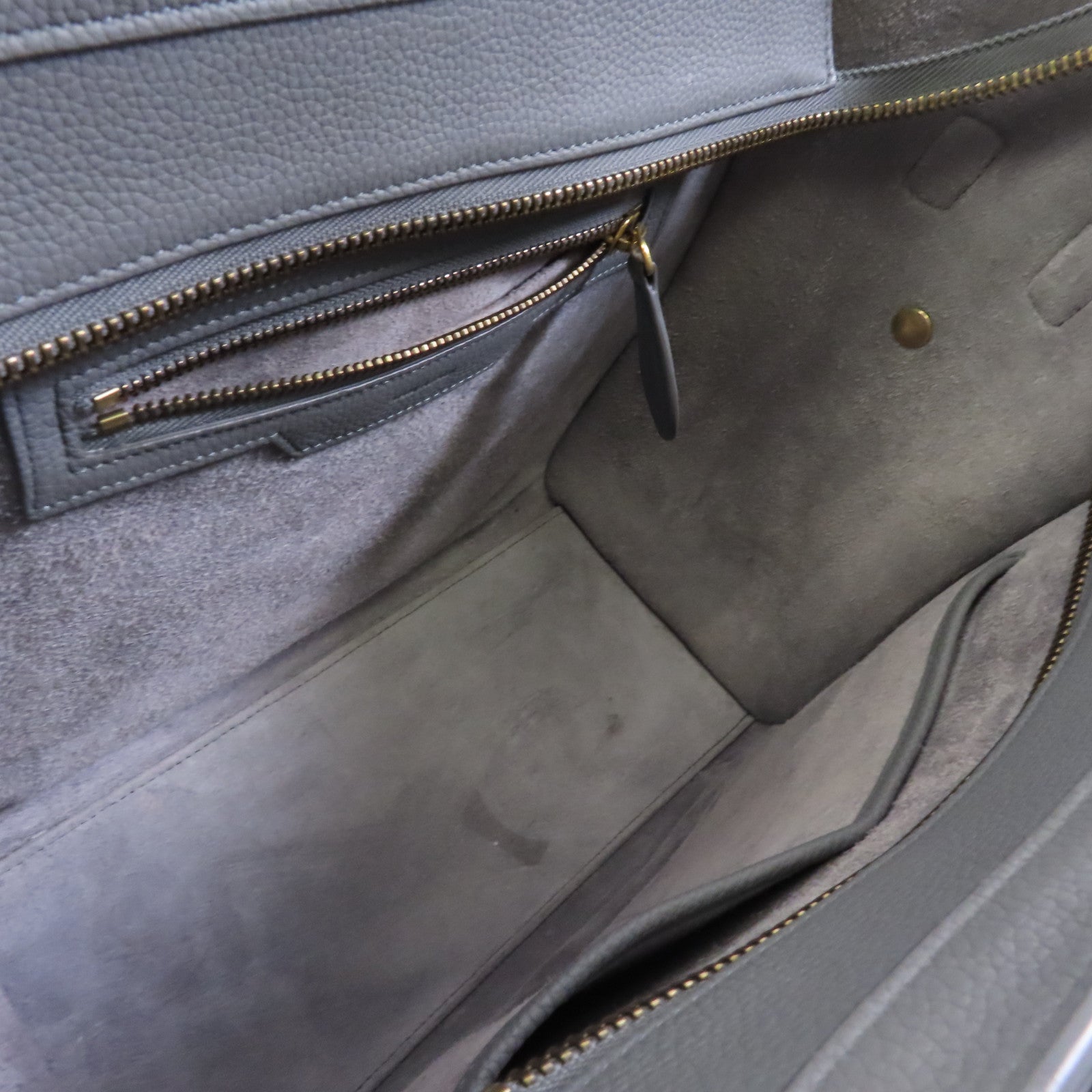 CELINE 牛皮皮革Mirco Luggage金扣手挽袋灰色