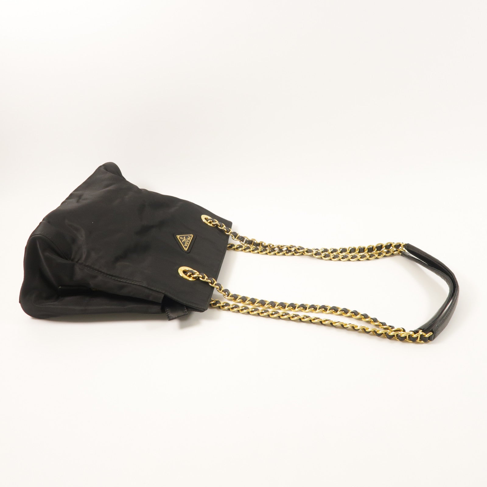 PRADA 尼龍Tote Bag金扣鏈帶肩背袋