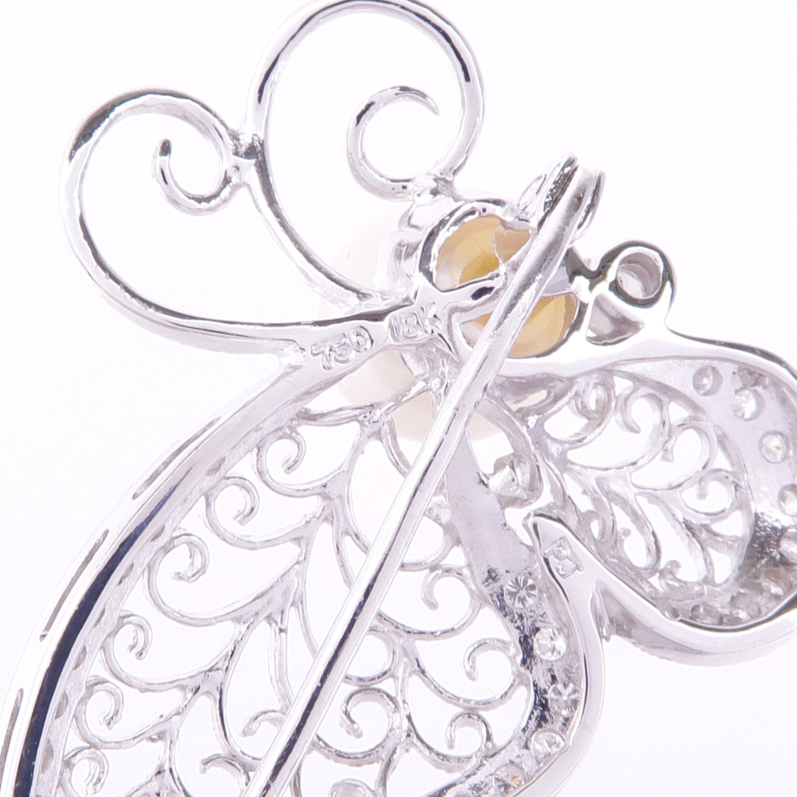 JEWELRY 18K白金Diamond Pearl Brooch珍珠/鑽石胸針