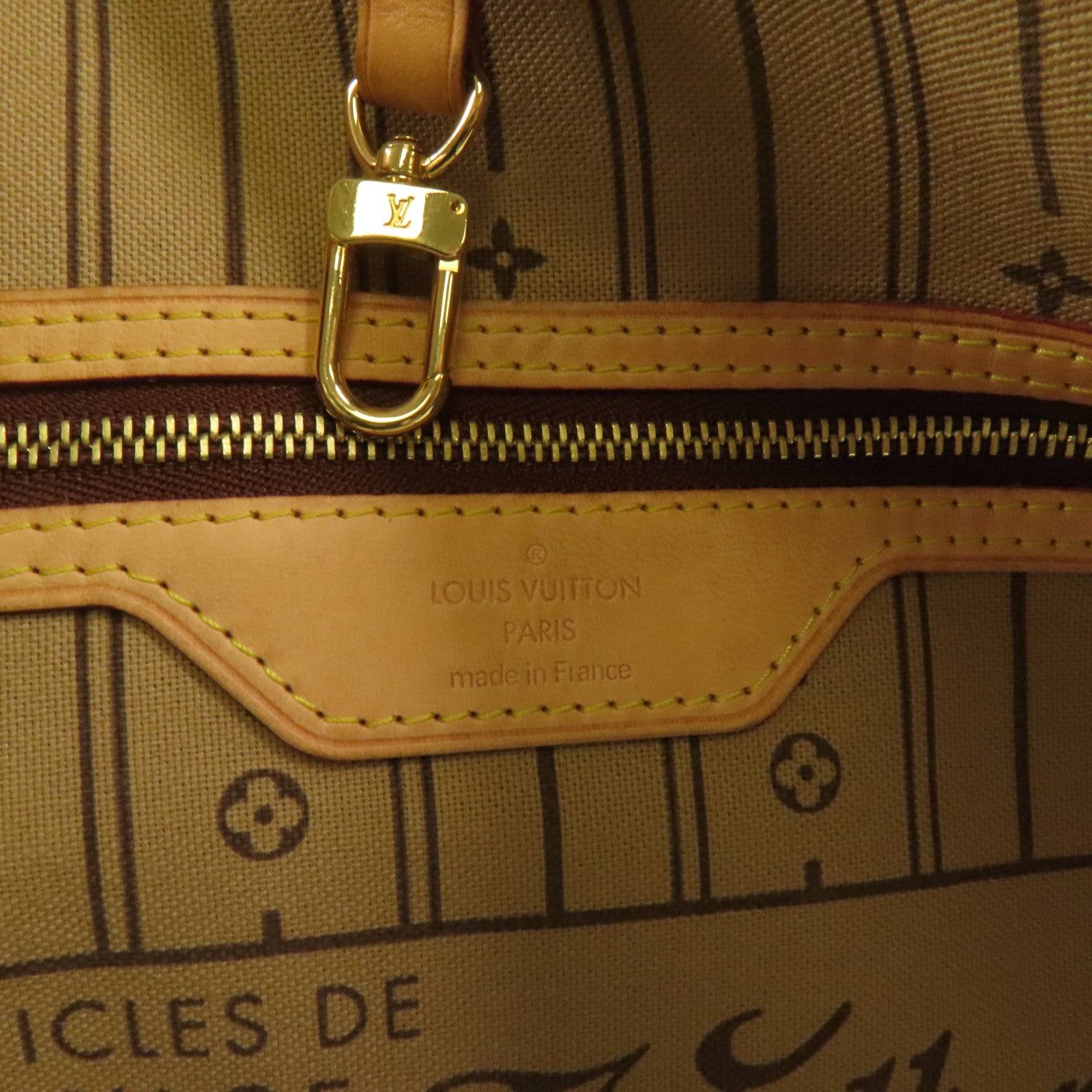 LOUIS VUITTON Monogram Neverfull MM金扣手挽袋