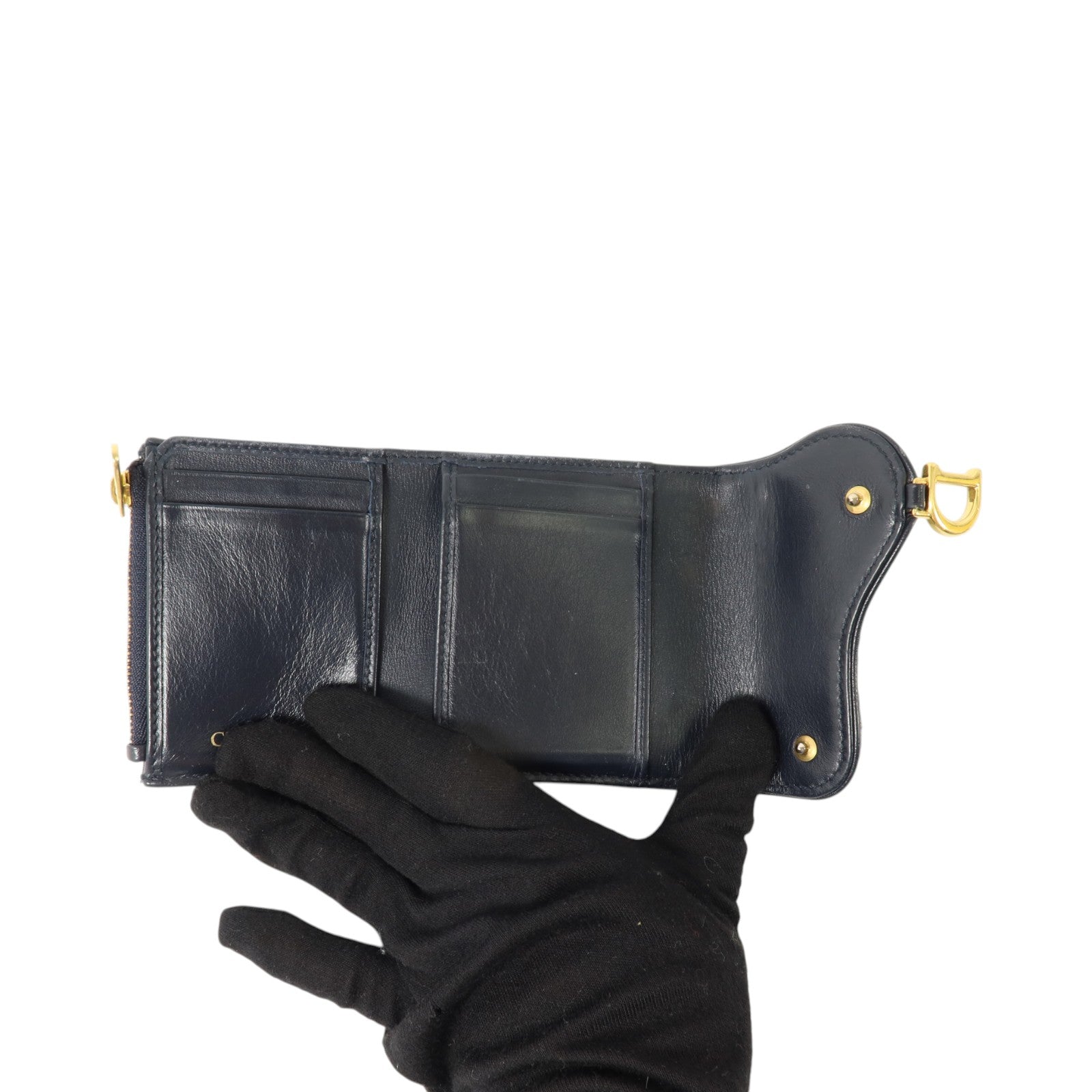 Dior Oblique帆布Saddle Lotus Wallet金扣錢包