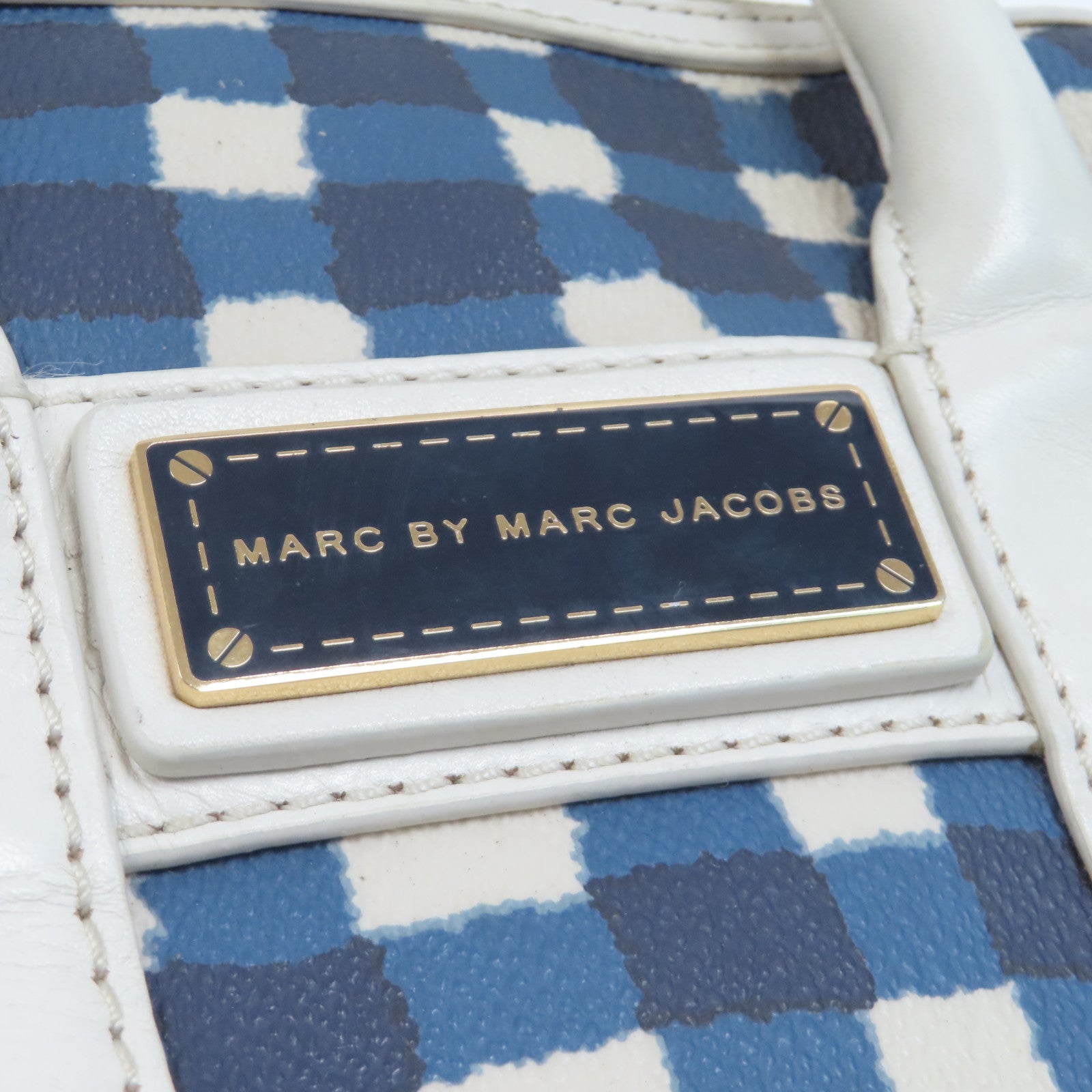 MARC BY MARC JACOBS 【激減優惠】牛皮皮革Chain Shoulder金扣手挽肩背兩用袋藍色/白色