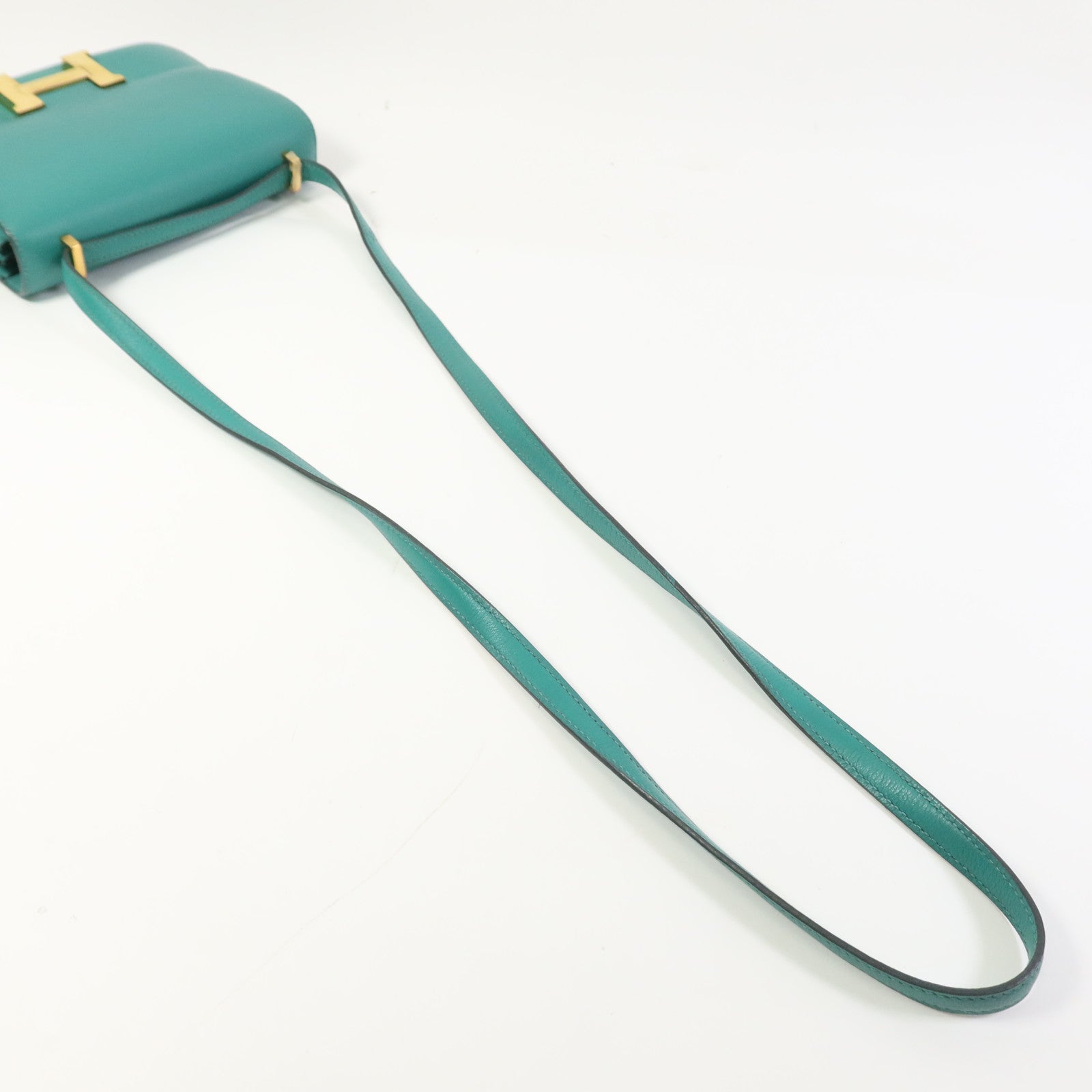 HERMES 【激減優惠】Evercolor皮革Constance Mini金扣肩背袋Vert Vertigo