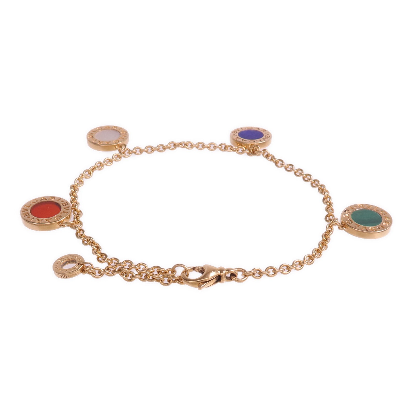 BVLGARI 18K玫瑰金Bvlgari Bracelet紅玉髓/孔雀石/青金石/珍珠母貝手鏈