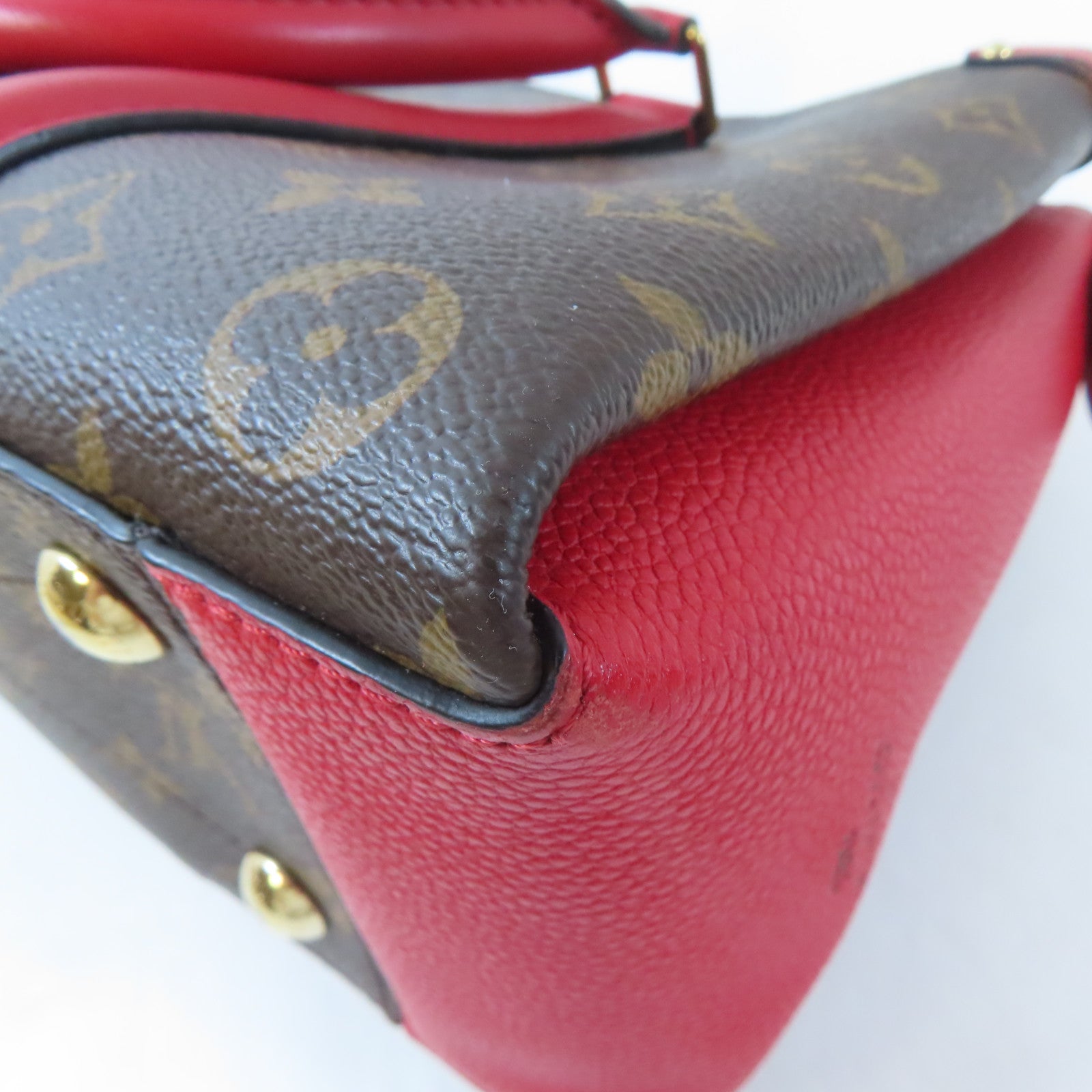 LOUIS VUITTON Monogram Soufflot BB金扣手挽肩背兩用袋啡色/紅色