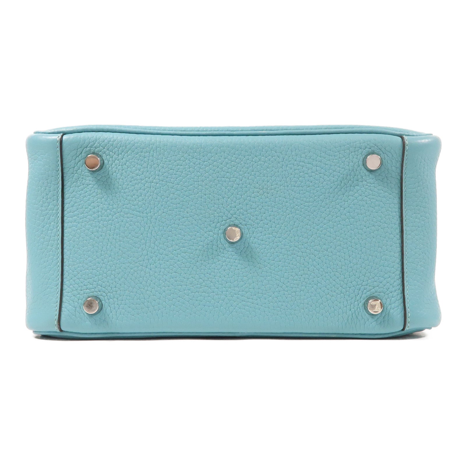 HERMES Clemence皮革Lindy 26銀扣手挽肩背兩用袋Blue Atoll