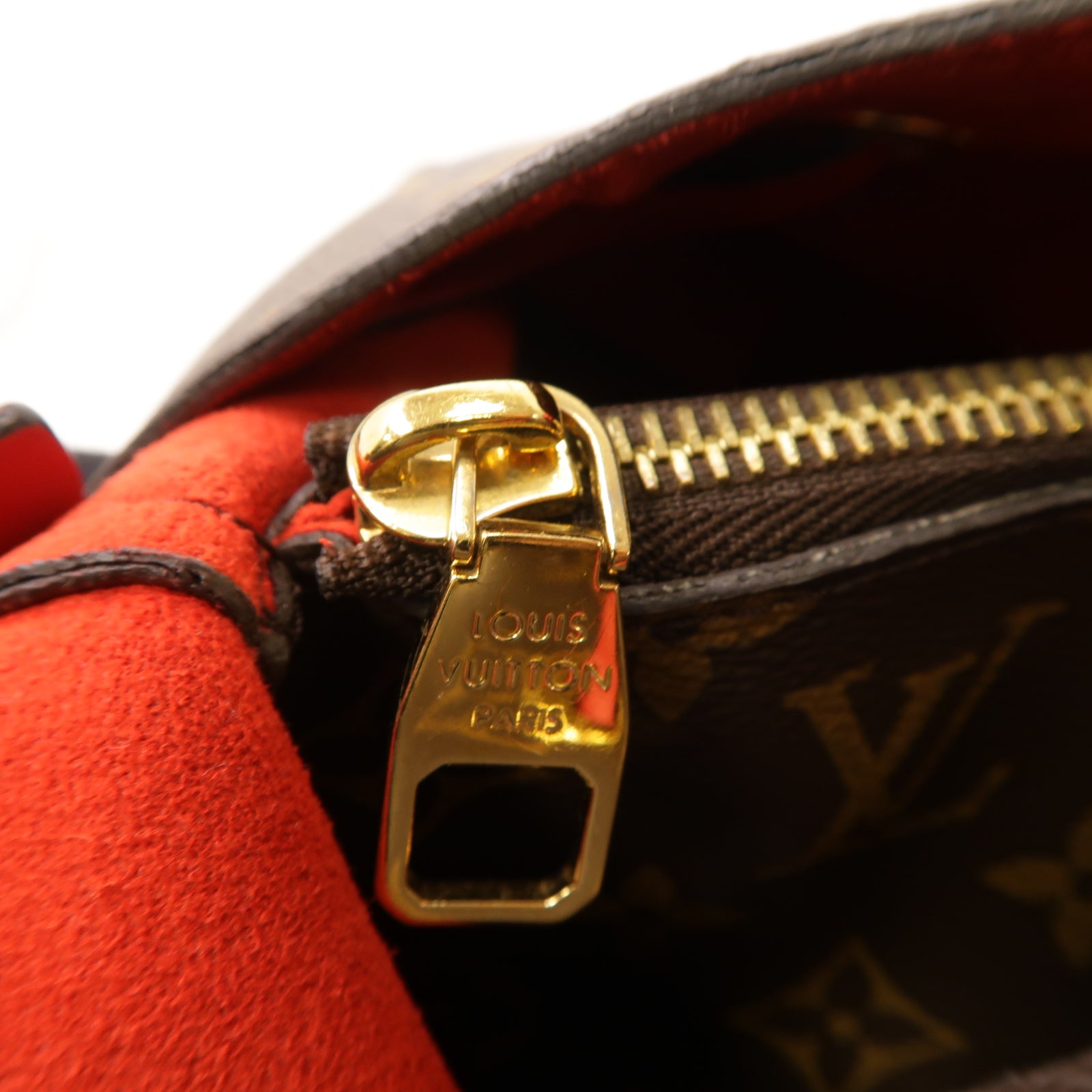 LOUIS VUITTON Monogram Neo Noe金扣肩背袋棕色/紅色