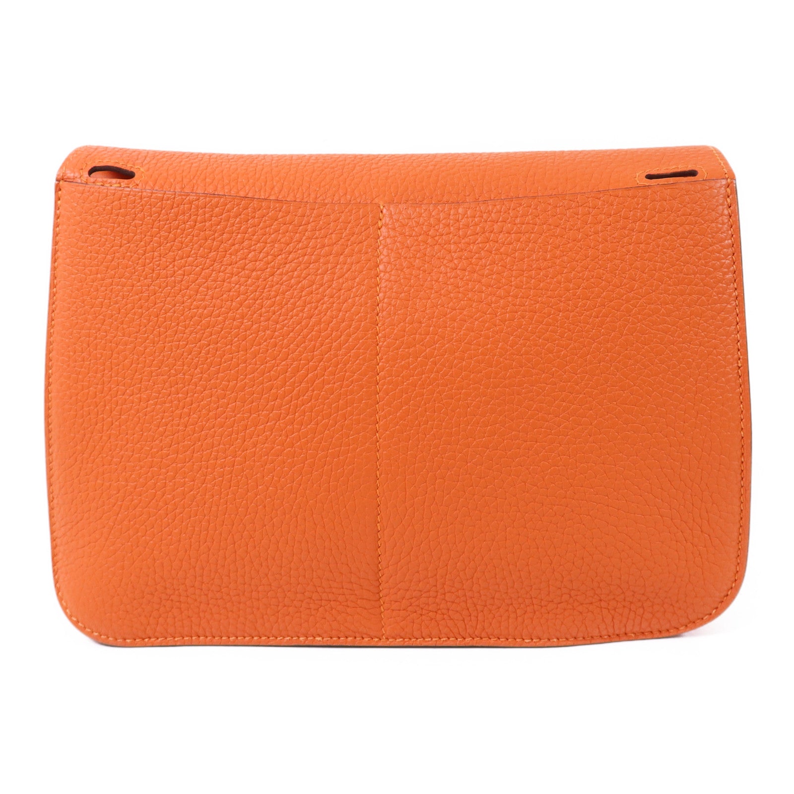 HERMES Clemence皮革Halzan 25銀扣手挽肩背兩用袋Orange