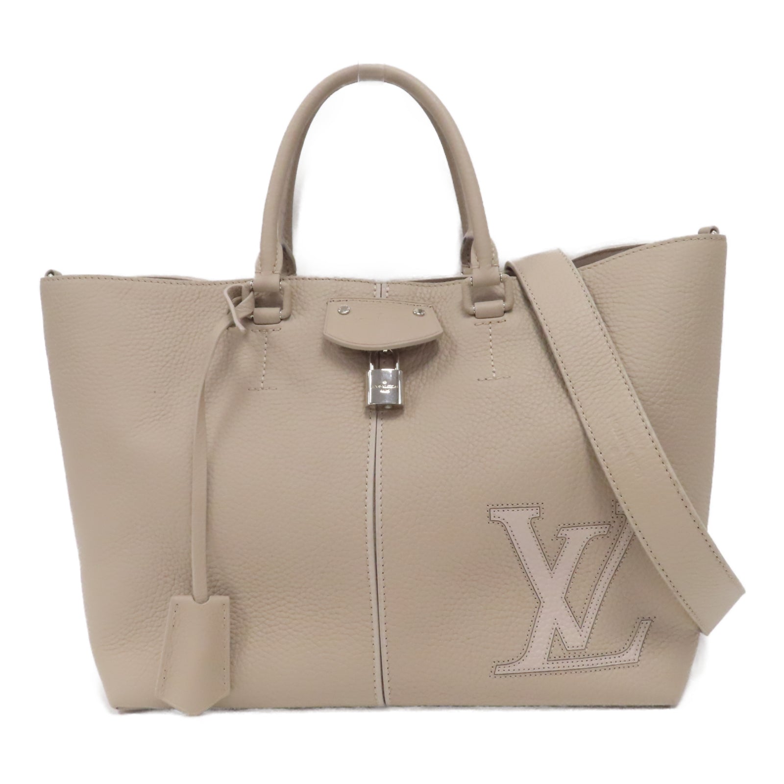 LOUIS VUITTON Taurillon Pernelle銀扣肩背袋大象灰