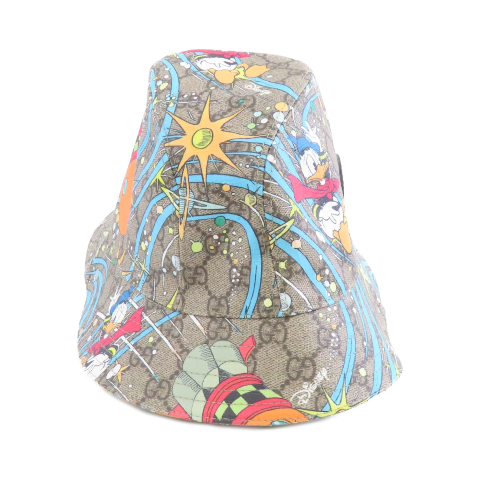 GUCCI 塗層帆布Disney Collaboration Donald Duck GG Supreme漁夫帽啡色