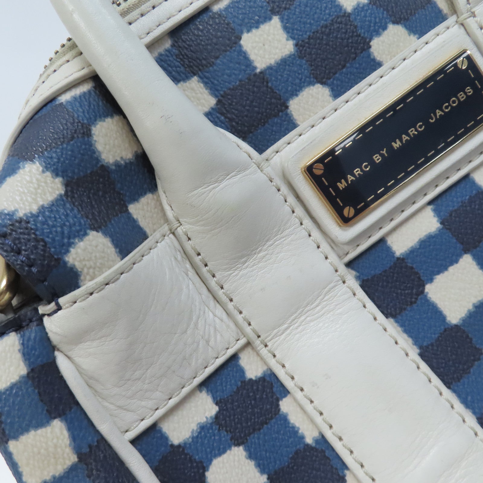 MARC BY MARC JACOBS (PRICE DOWN) GHW Chain Shoulder Bag 2Way Calfskin Leather Blue/White