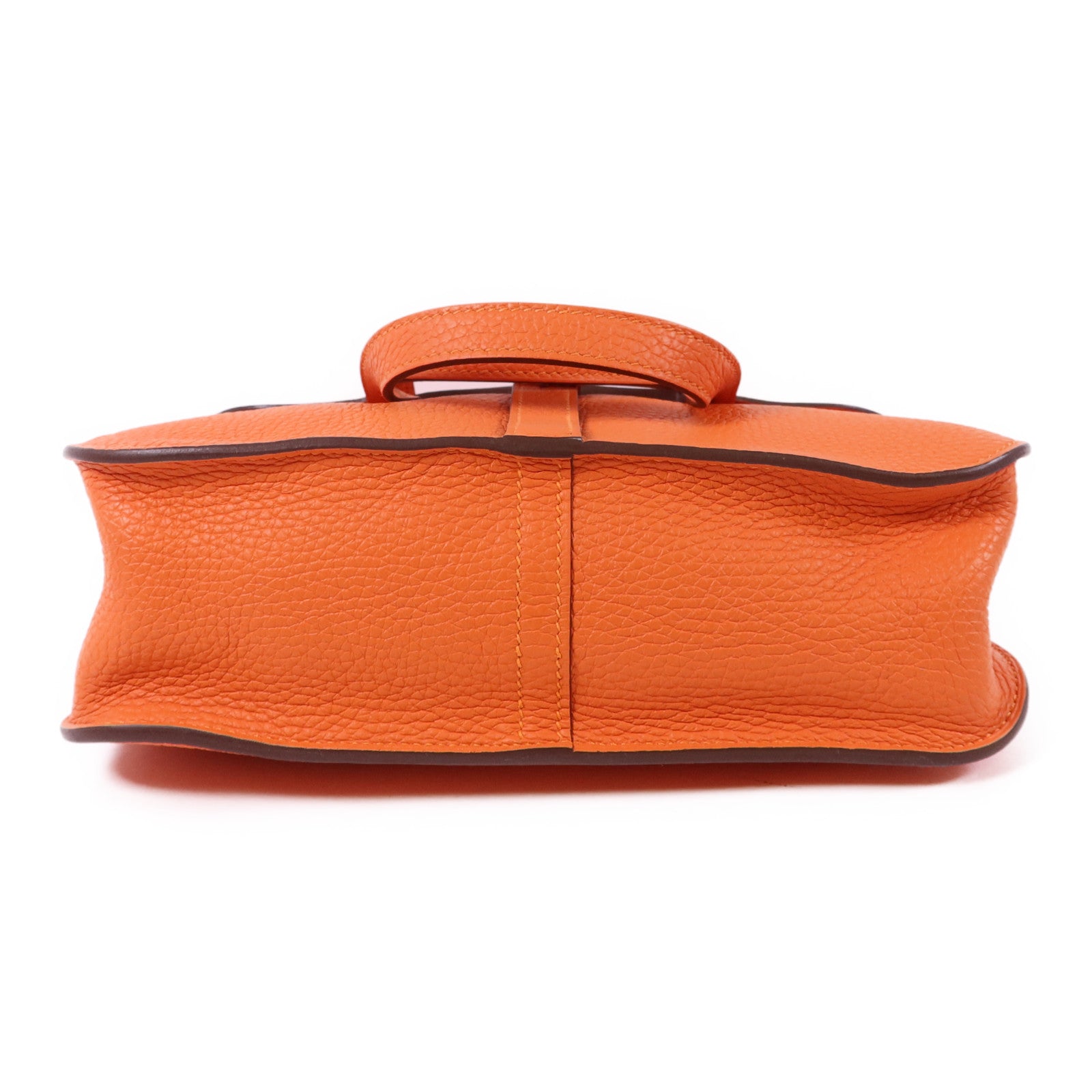 HERMES Clemence皮革Halzan 25銀扣手挽肩背兩用袋Orange