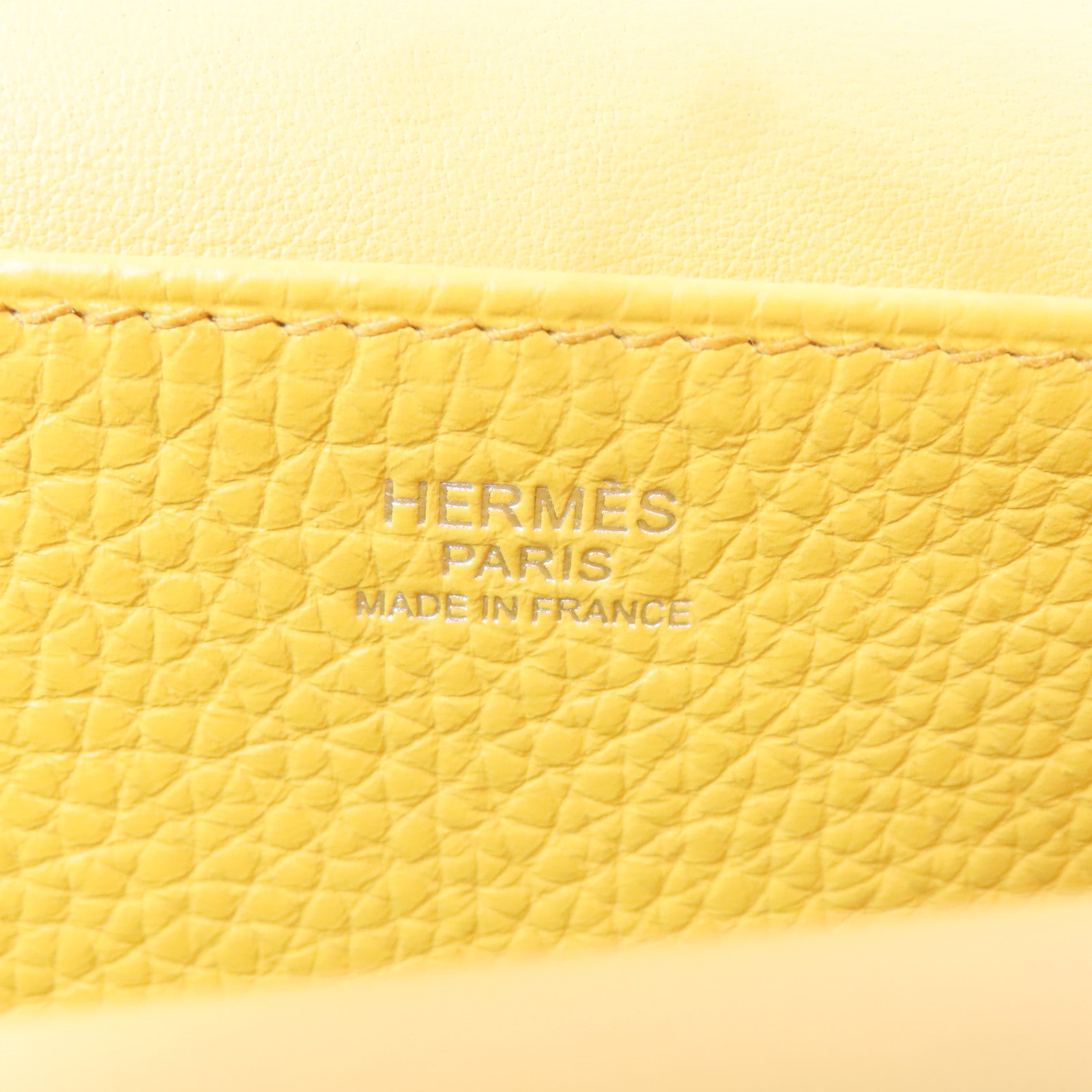 HERMES Clemence皮革Halzan 25銀扣手挽肩背兩用袋Sun/黃色