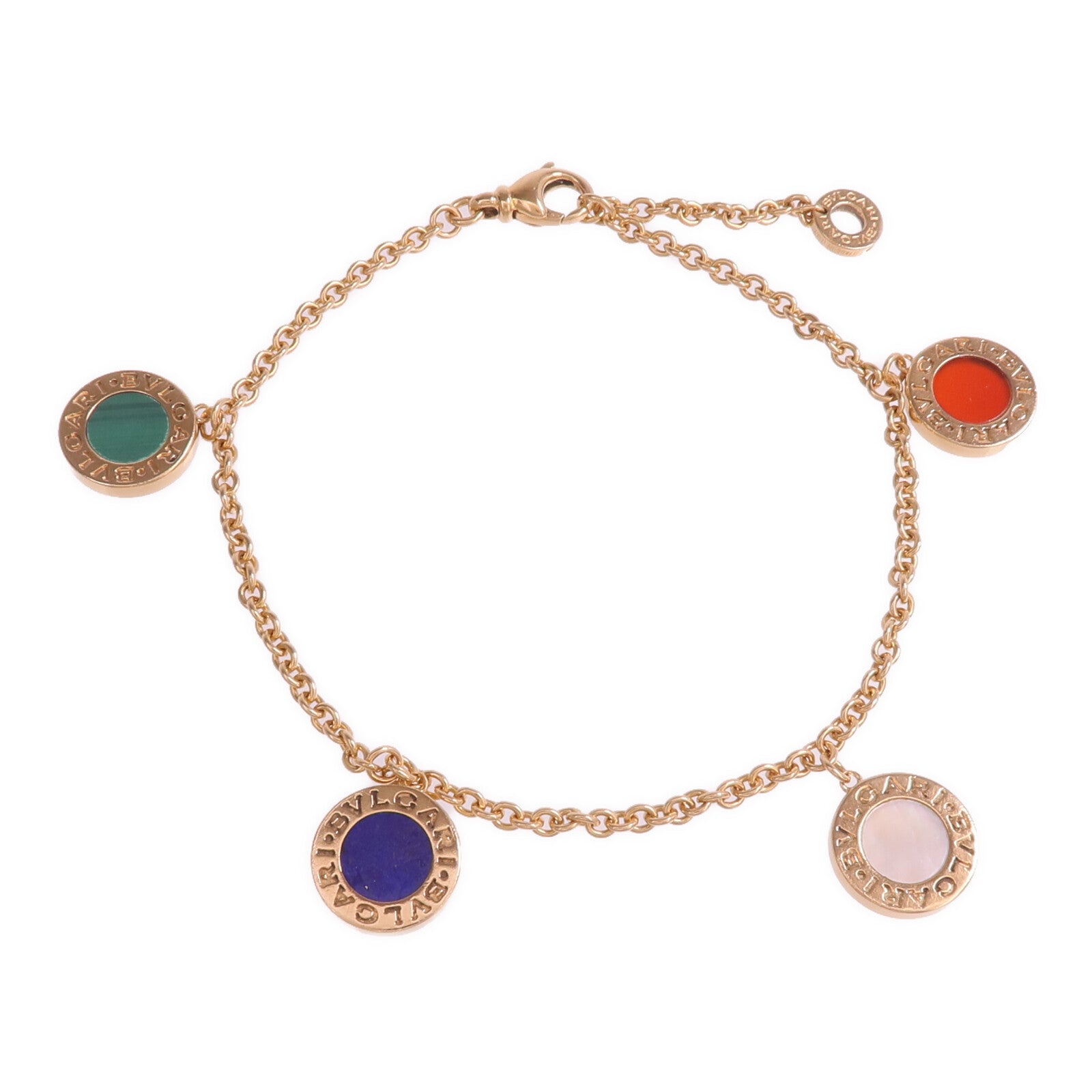 BVLGARI 18K玫瑰金Bvlgari Bracelet紅玉髓/孔雀石/青金石/珍珠母貝手鏈