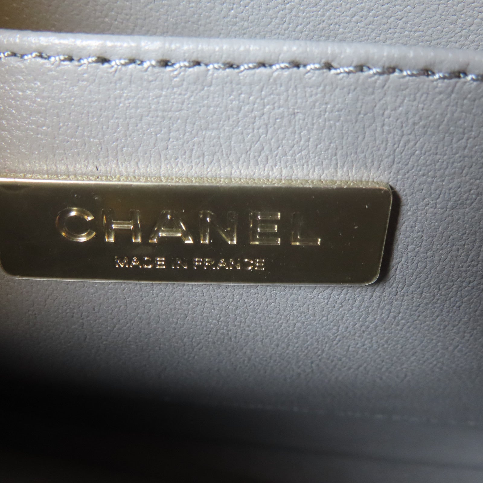 CHANEL 菱格羊皮皮革Vanity Case金扣手挽肩背兩用袋灰色