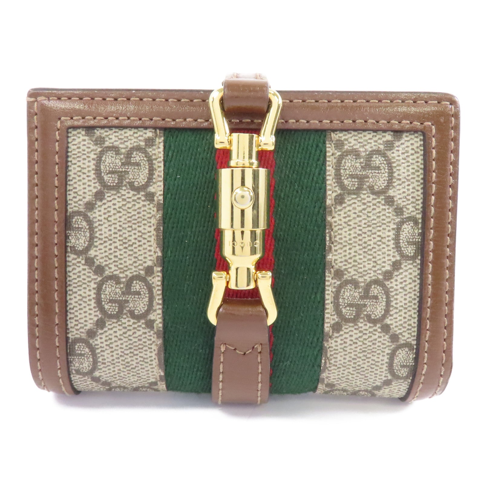 GUCCI 塗層帆布Wallet金扣錢包棕色