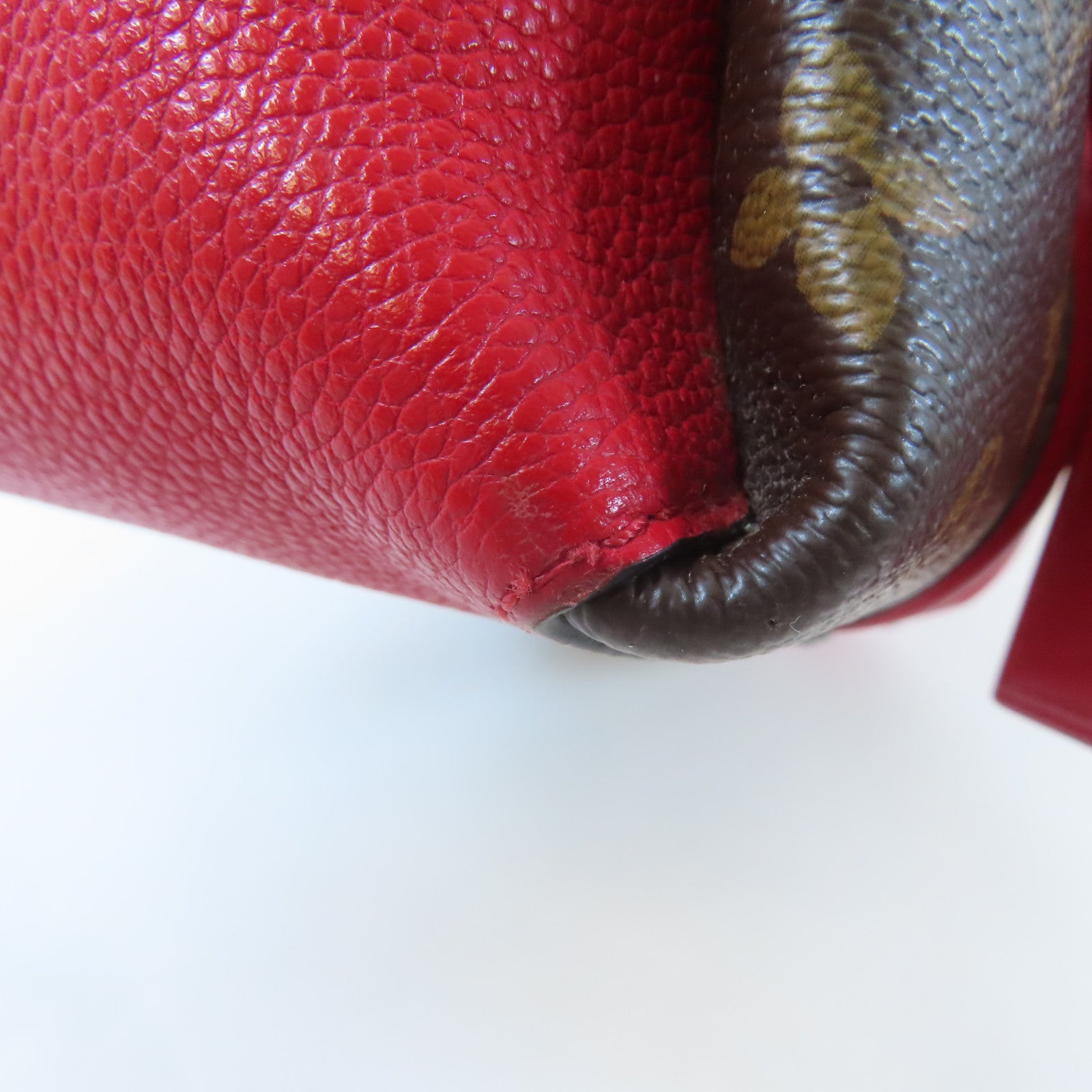 LOUIS VUITTON Monogram Soufflot BB金扣手挽肩背兩用袋啡色/紅色