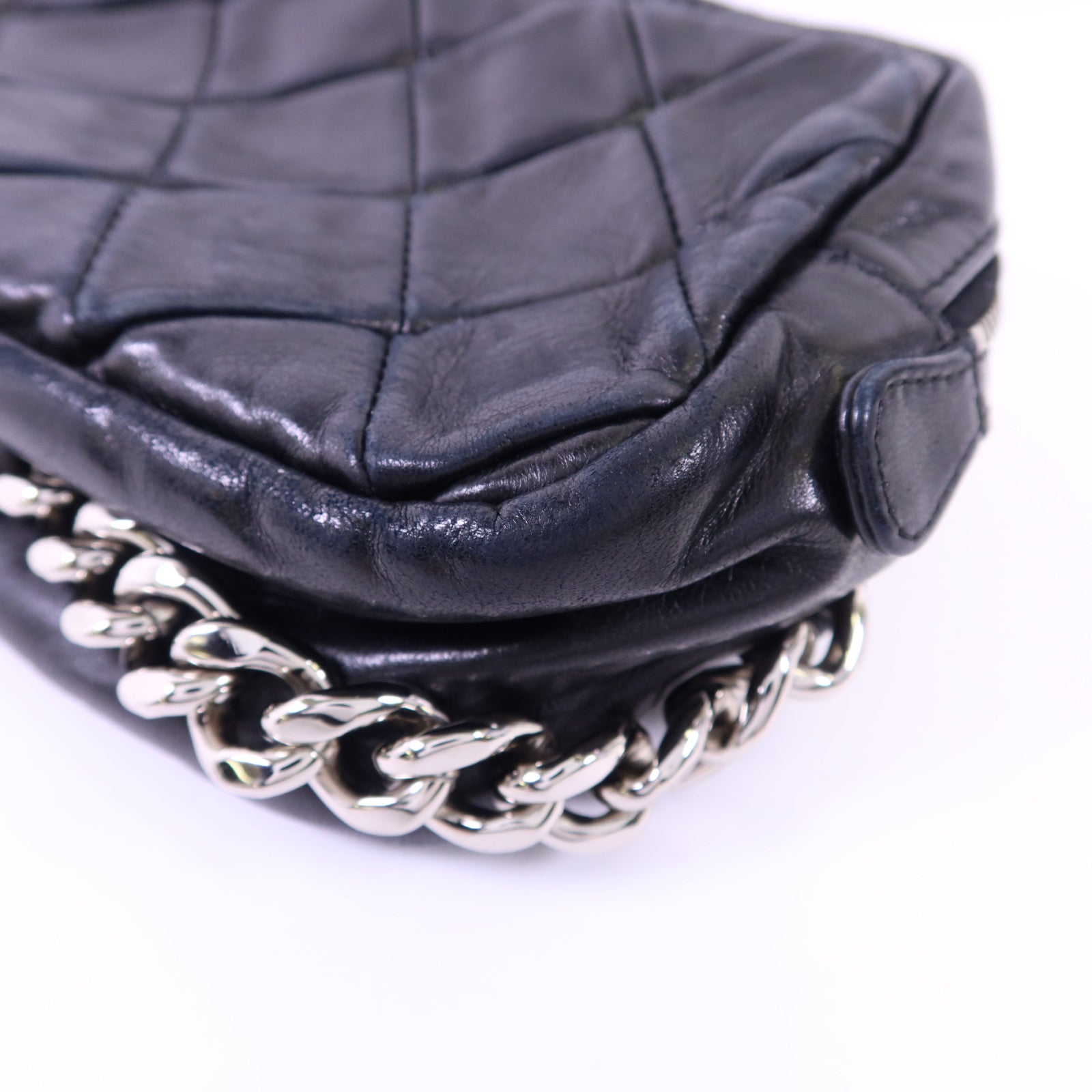 CHANEL 牛皮皮革Chain Shoulder銀扣鏈帶肩背袋