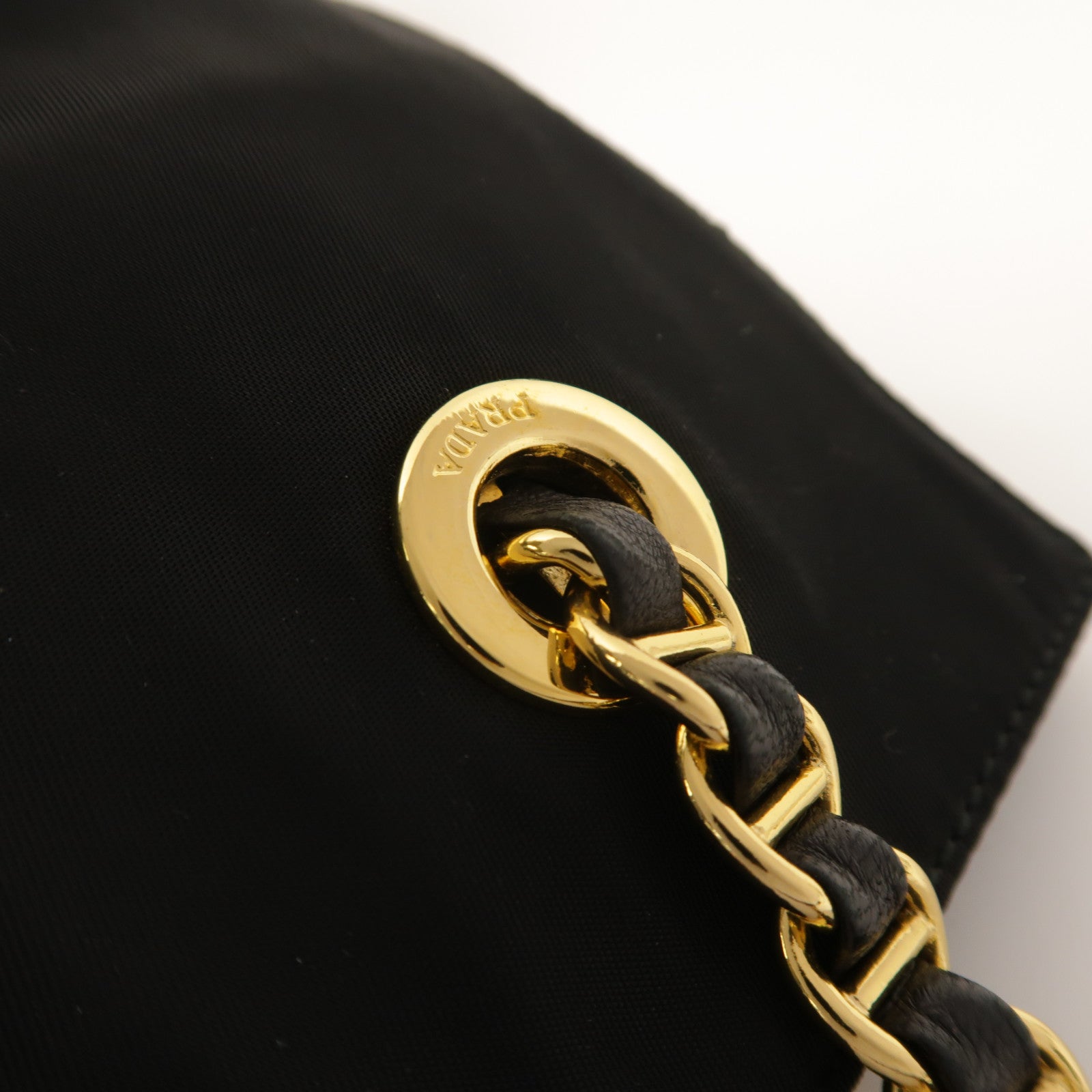PRADA 尼龍Tote Bag金扣鏈帶肩背袋