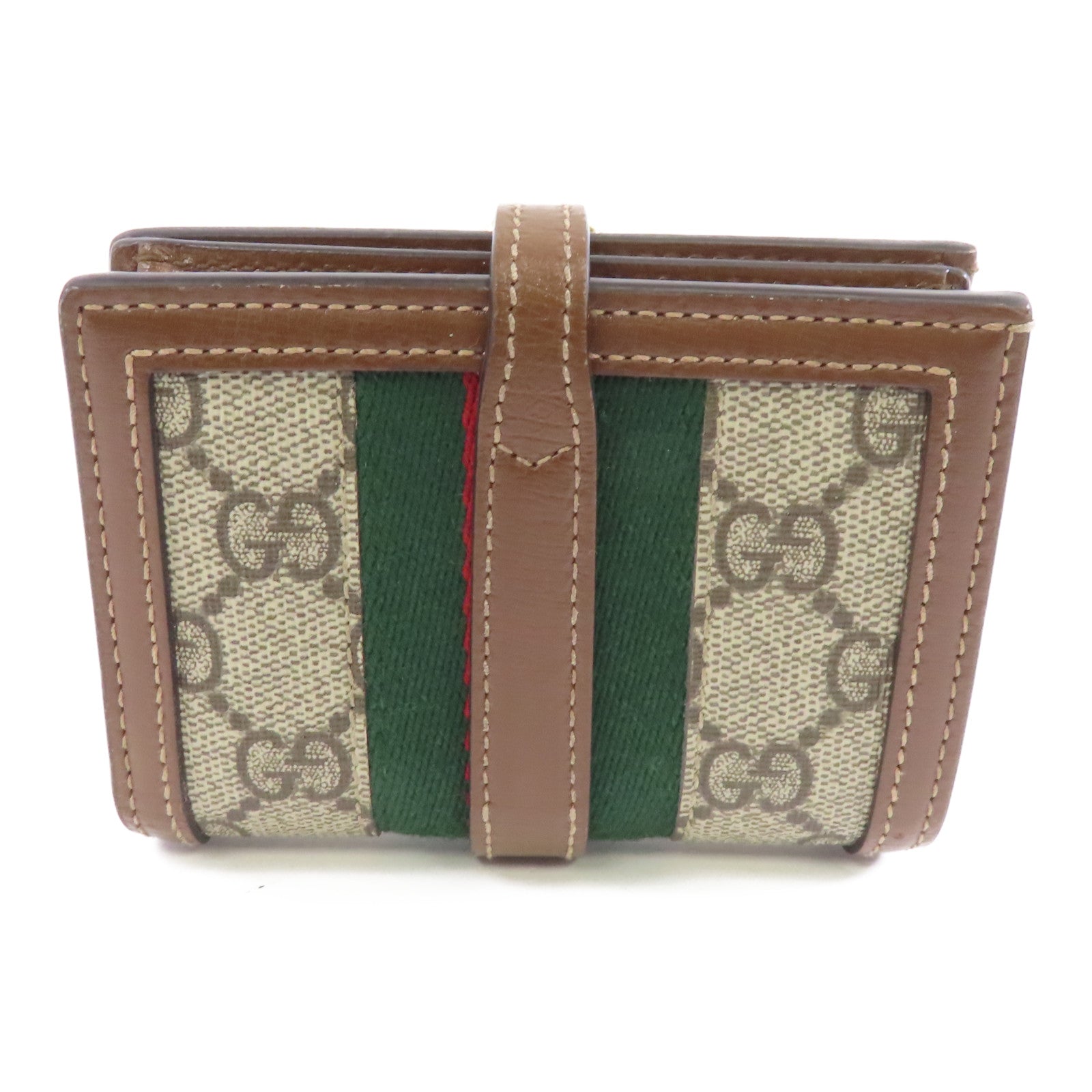 GUCCI 塗層帆布Wallet金扣錢包棕色