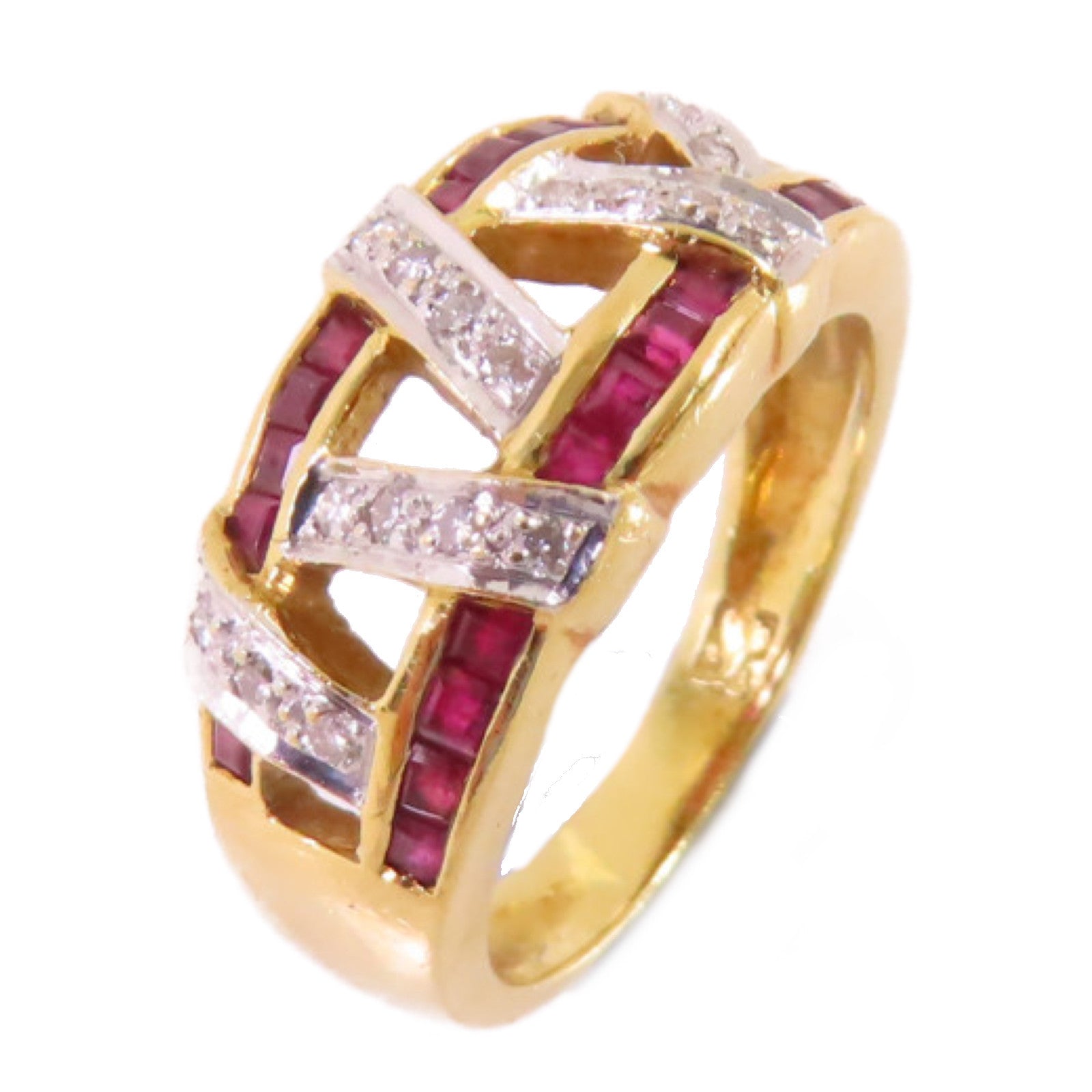 JEWELRY 【激減優惠】18K黃金/紅寶石/鑽石Ruby Diamond Ring戒指US#5.25