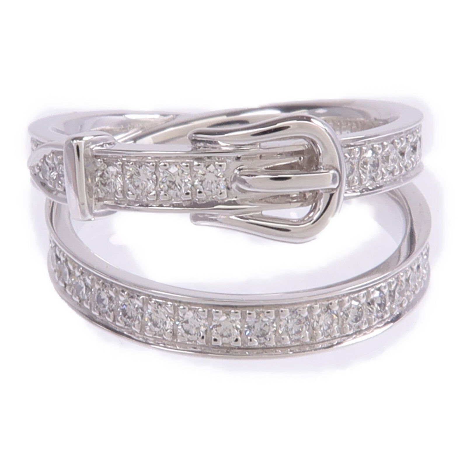 HERMES 18K白金Bague Etriviere Moyen Modele鑽石戒指Hermes#53/US#6.5
