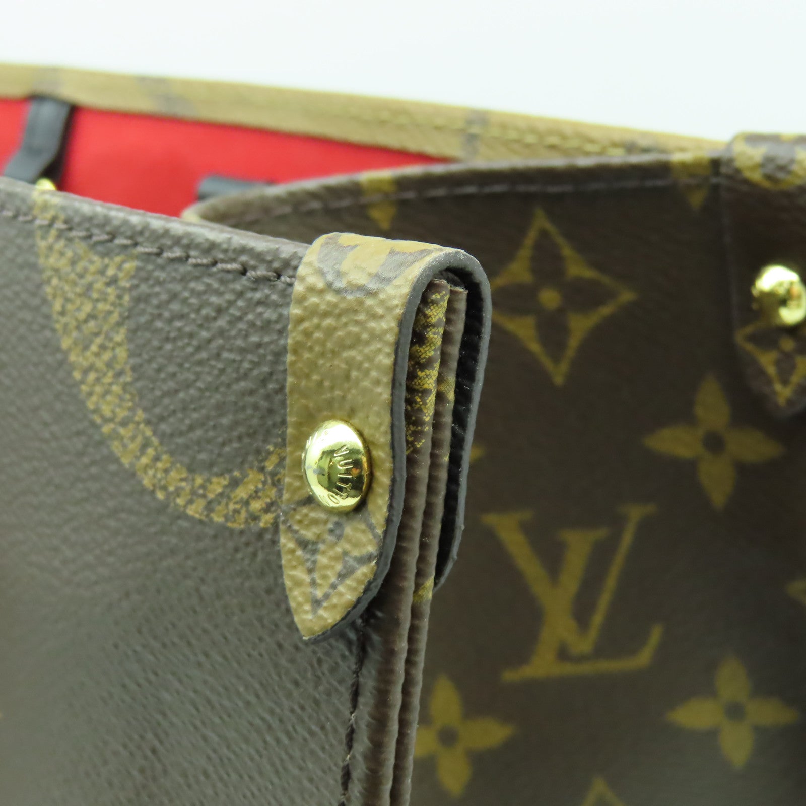 LOUIS VUITTON Monogram Giant On The Go MM金扣手挽肩背兩用袋啡色