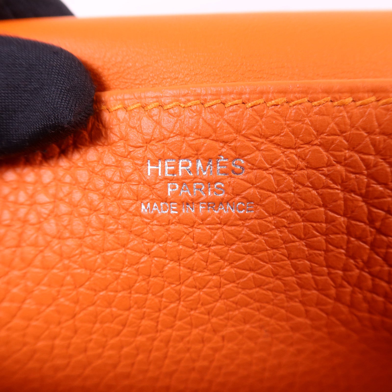 HERMES Clemence皮革Halzan 25銀扣手挽肩背兩用袋Orange