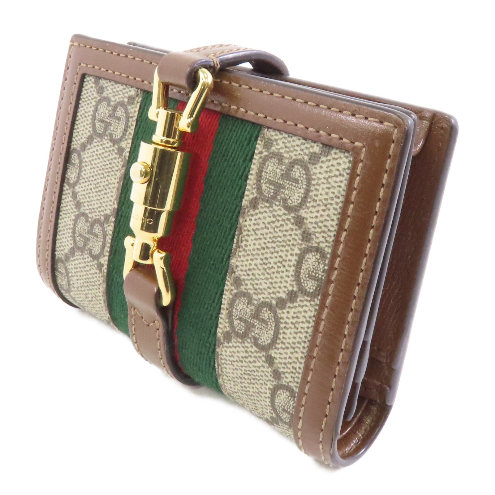 GUCCI 塗層帆布Wallet金扣錢包棕色