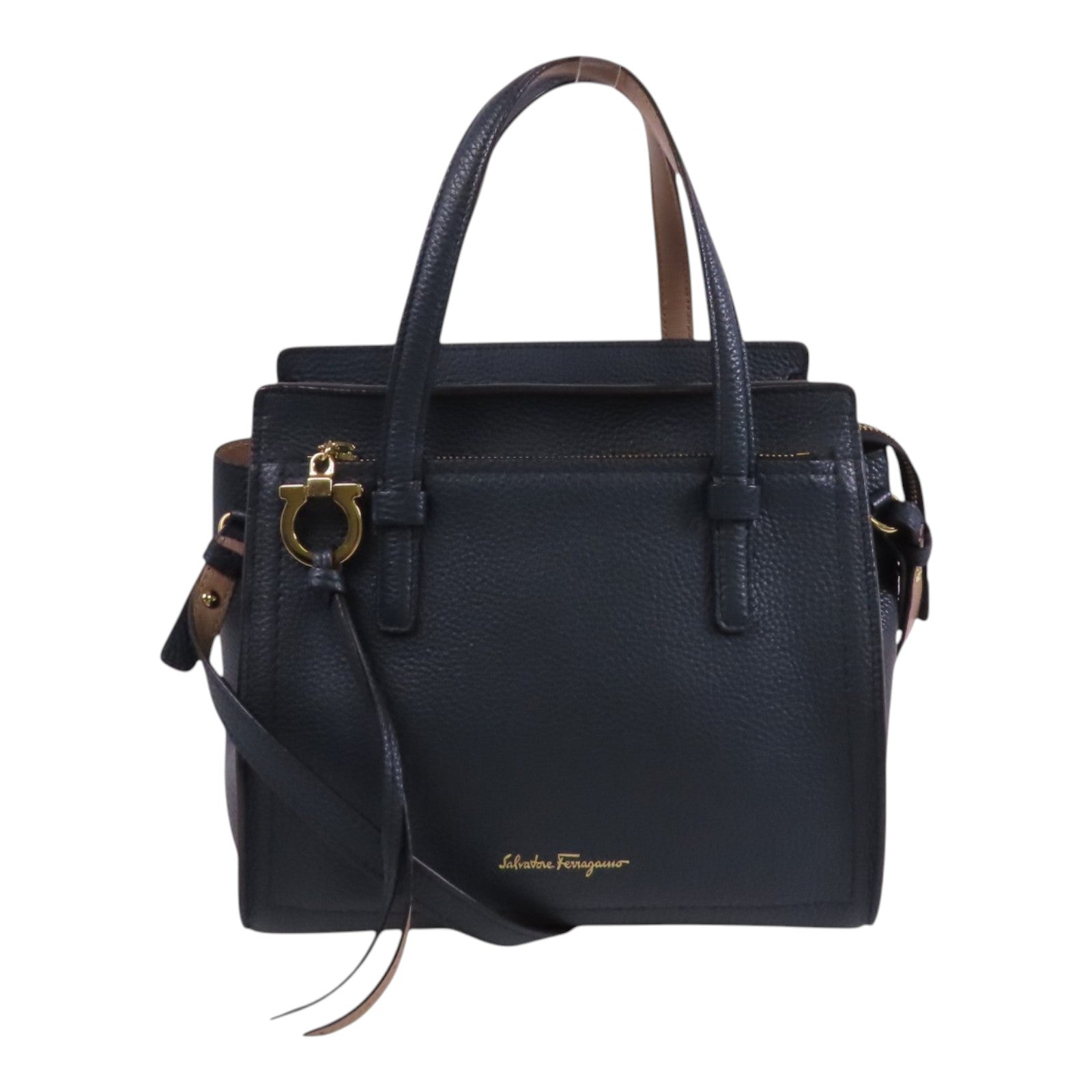 Salvatore Ferragamo 牛皮皮革2Way Shoulder Bag金扣手挽肩背兩用袋