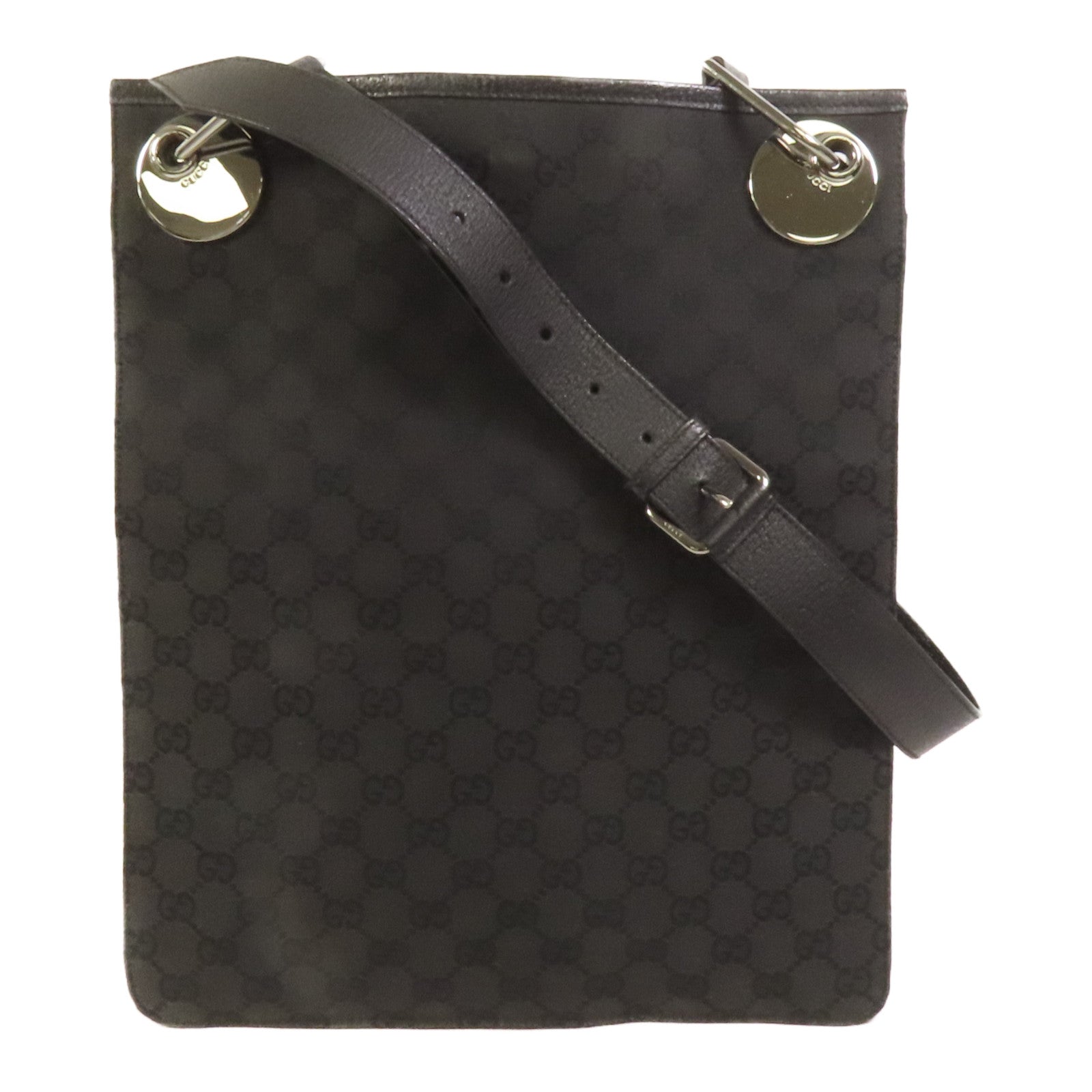 GUCCI 帆布Shoulder Bag銀扣肩背袋