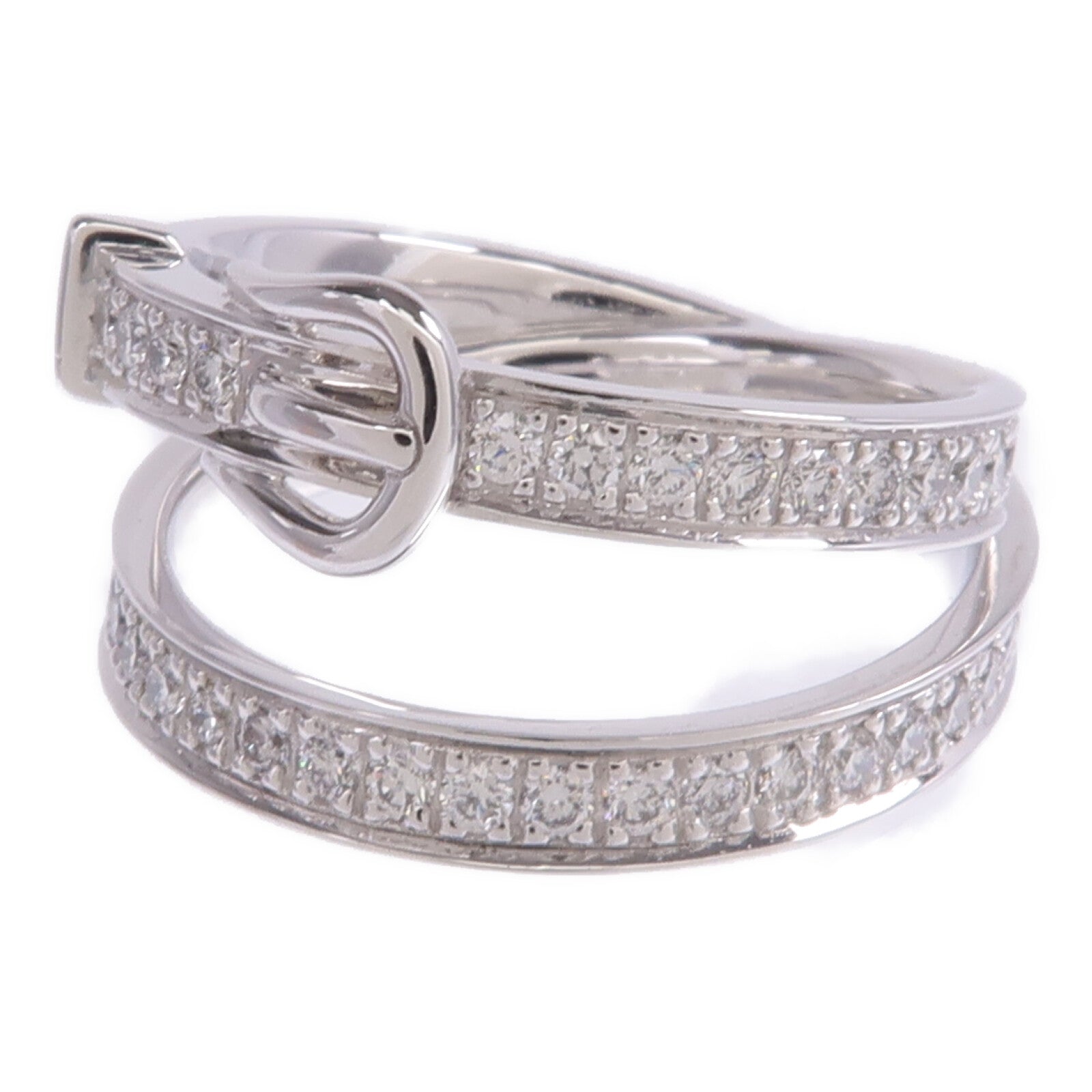 HERMES 18K白金Bague Etriviere Moyen Modele鑽石戒指Hermes#53/US#6.5