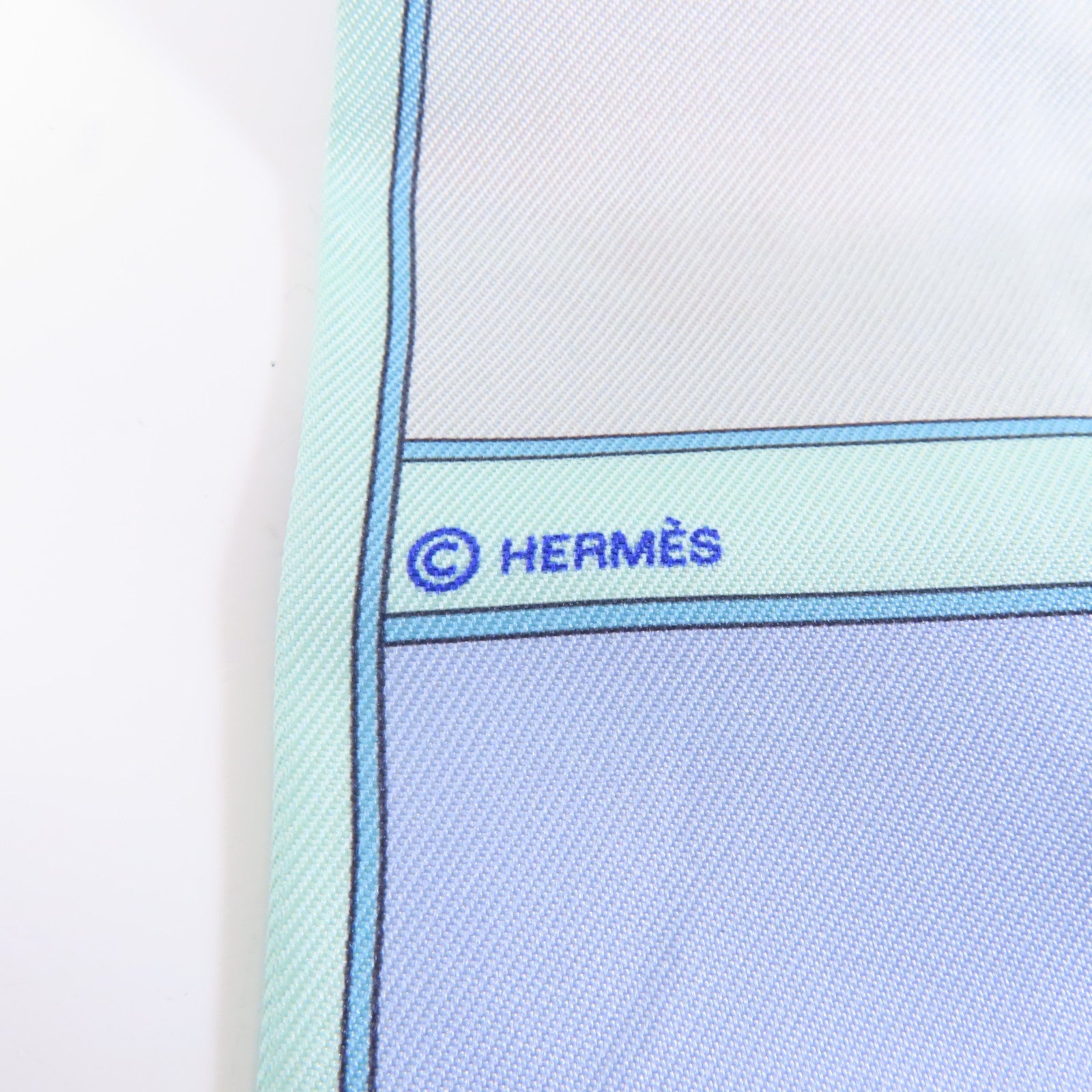 HERMES 絲質Twilly絲巾藍色/彩色
