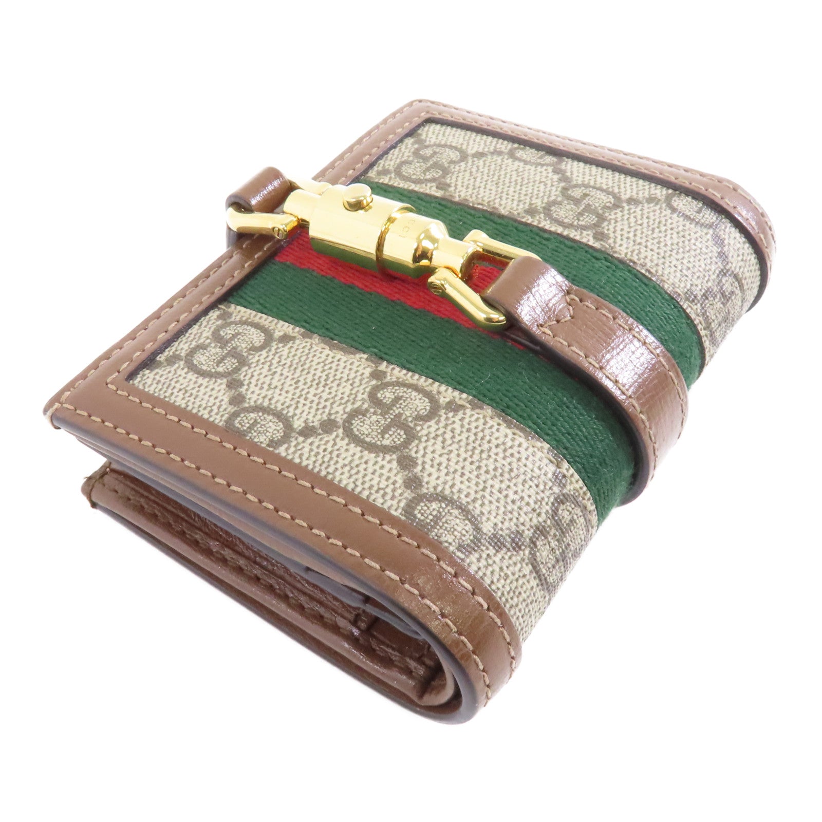 GUCCI 塗層帆布Wallet金扣錢包棕色