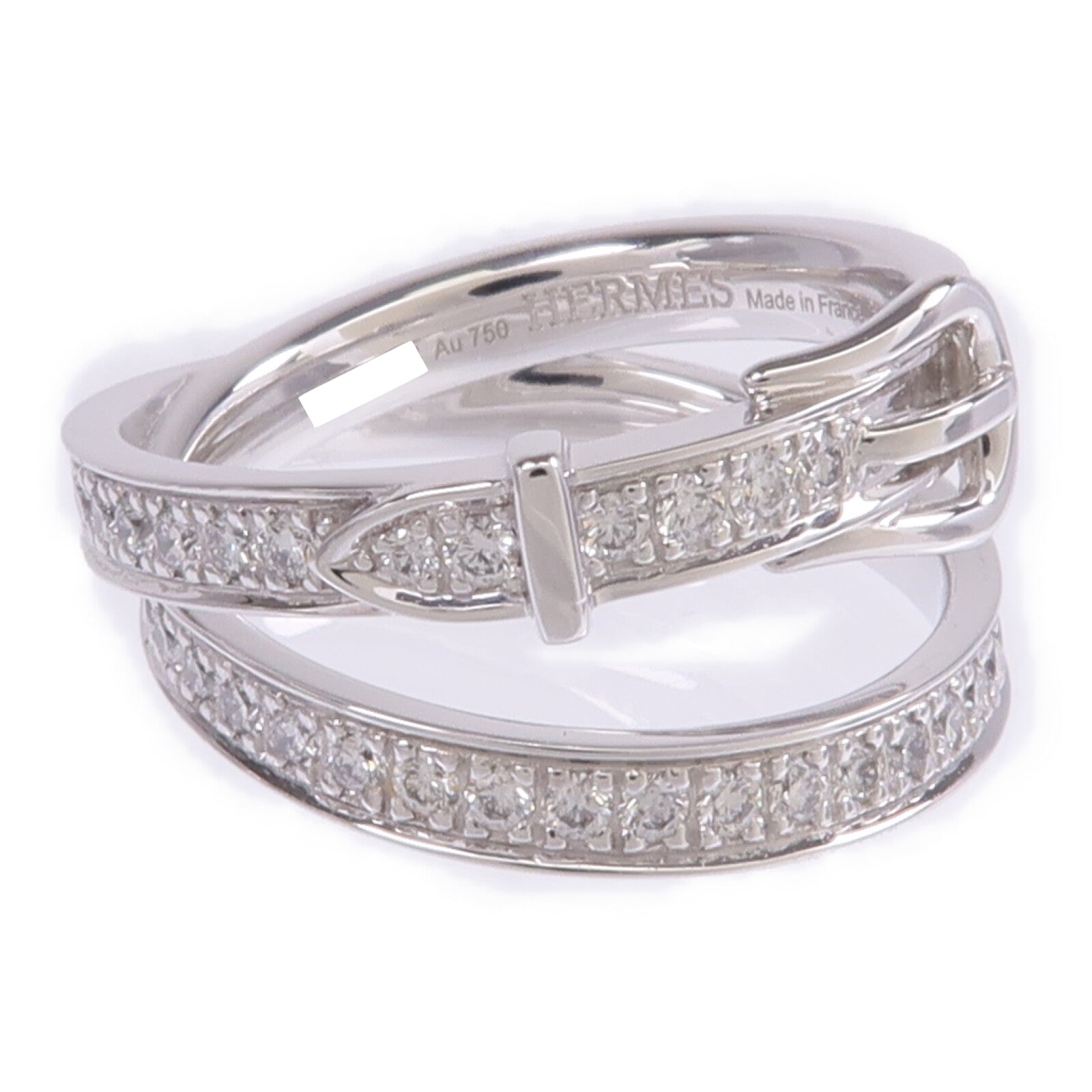 HERMES 18K白金Bague Etriviere Moyen Modele鑽石戒指Hermes#53/US#6.5
