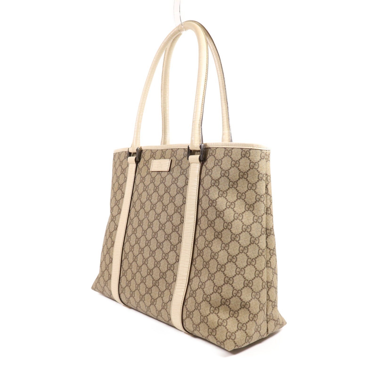 GUCCI 塗層帆布Tote Bag銀扣肩背袋