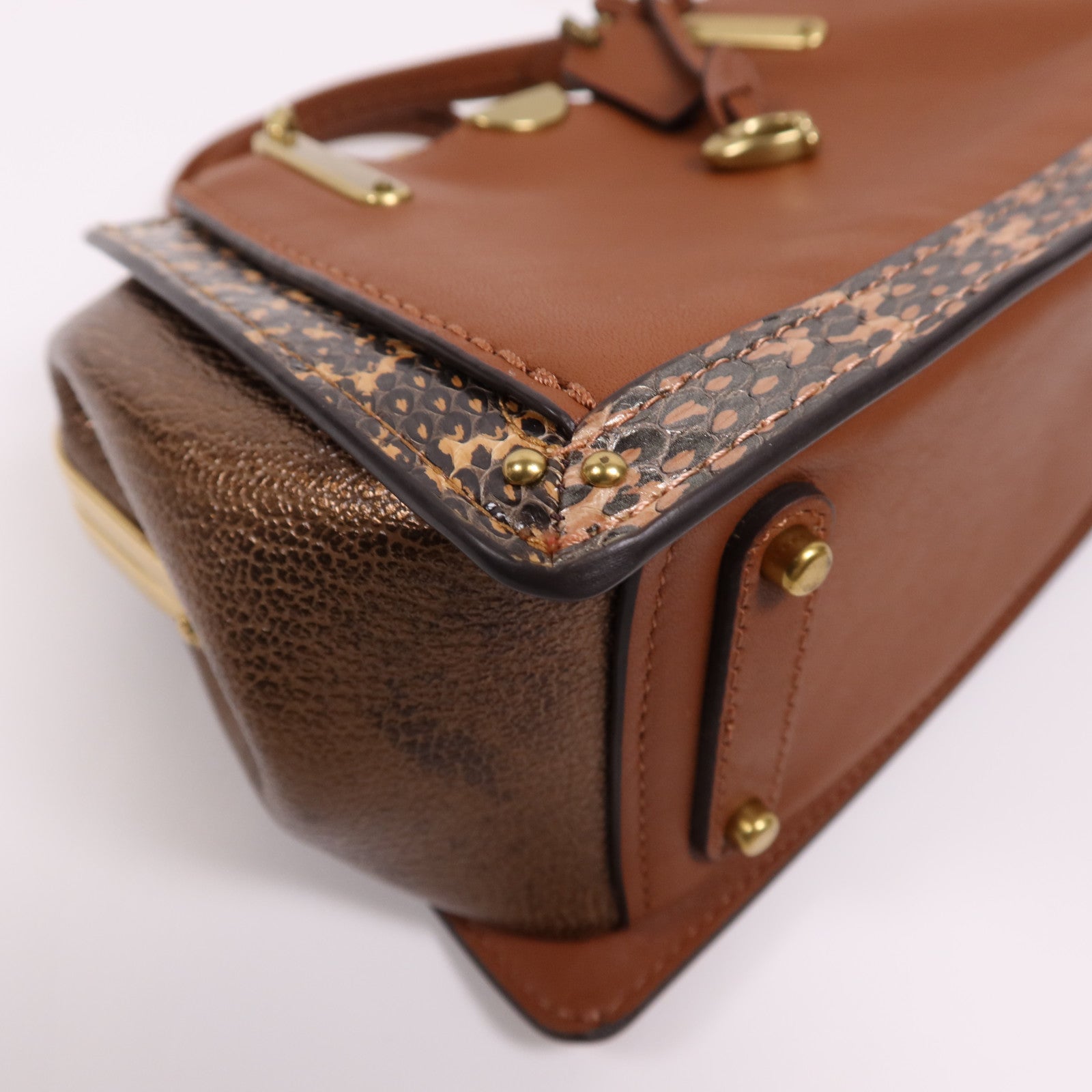 COACH 牛皮/蛇皮皮革Dreamer 21金扣手挽肩背兩用袋