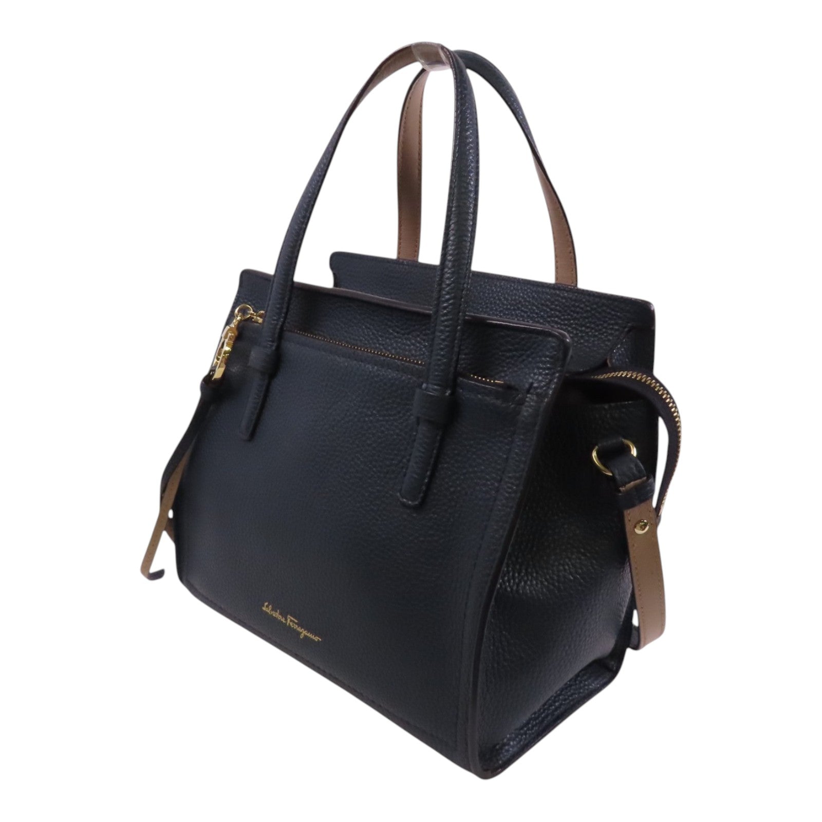 Salvatore Ferragamo 牛皮皮革2Way Shoulder Bag金扣手挽肩背兩用袋
