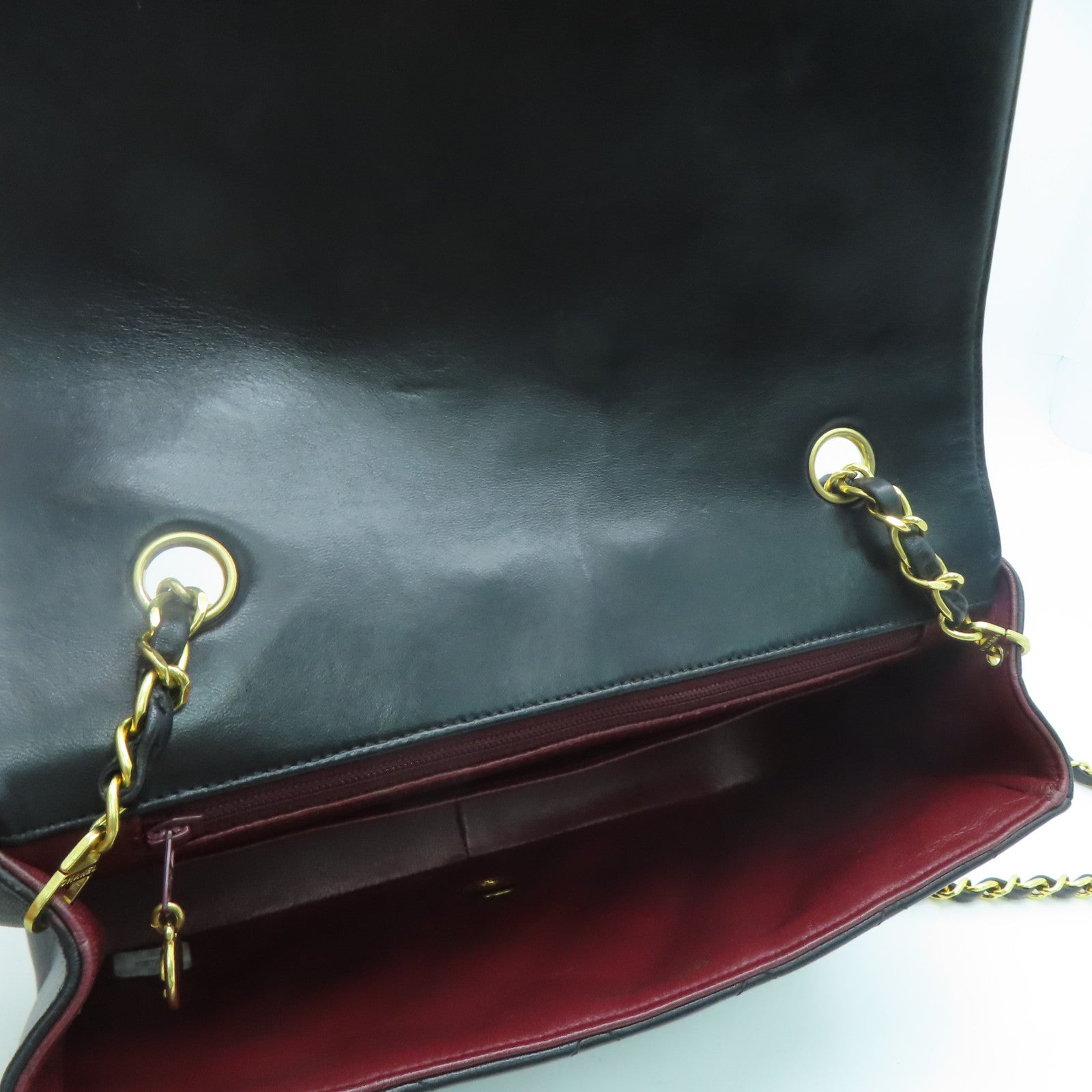 CHANEL 【清倉大減價】菱格羊皮皮革Diana Chain Shoulder金扣肩背袋黑色