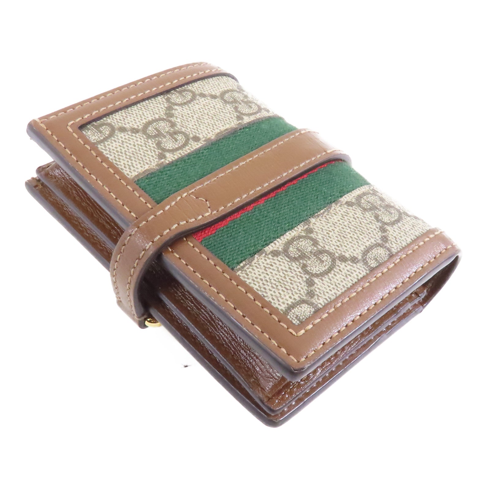 GUCCI 塗層帆布Wallet金扣錢包棕色